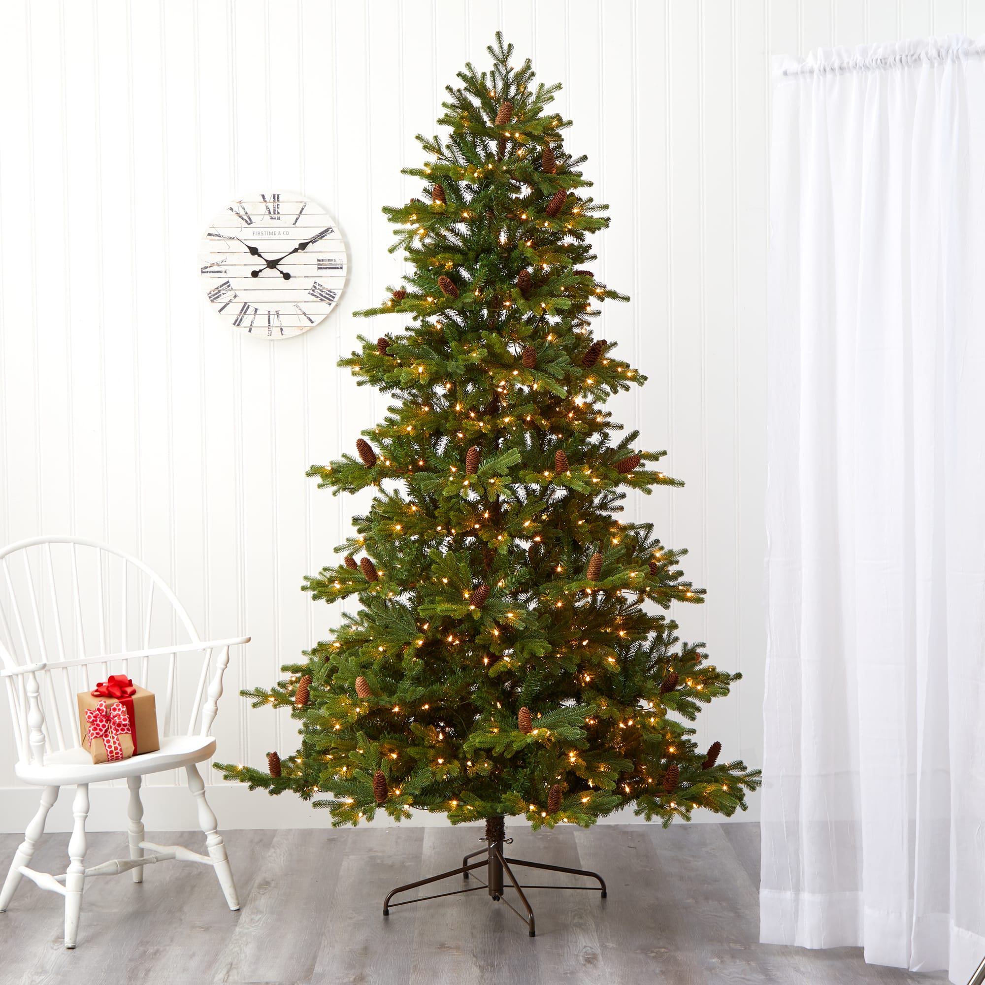 7.5ft. Pre-Lit Yukon Mountain Fir &#x26; Pinecones Artificial Christmas Tree with Clear Lights
