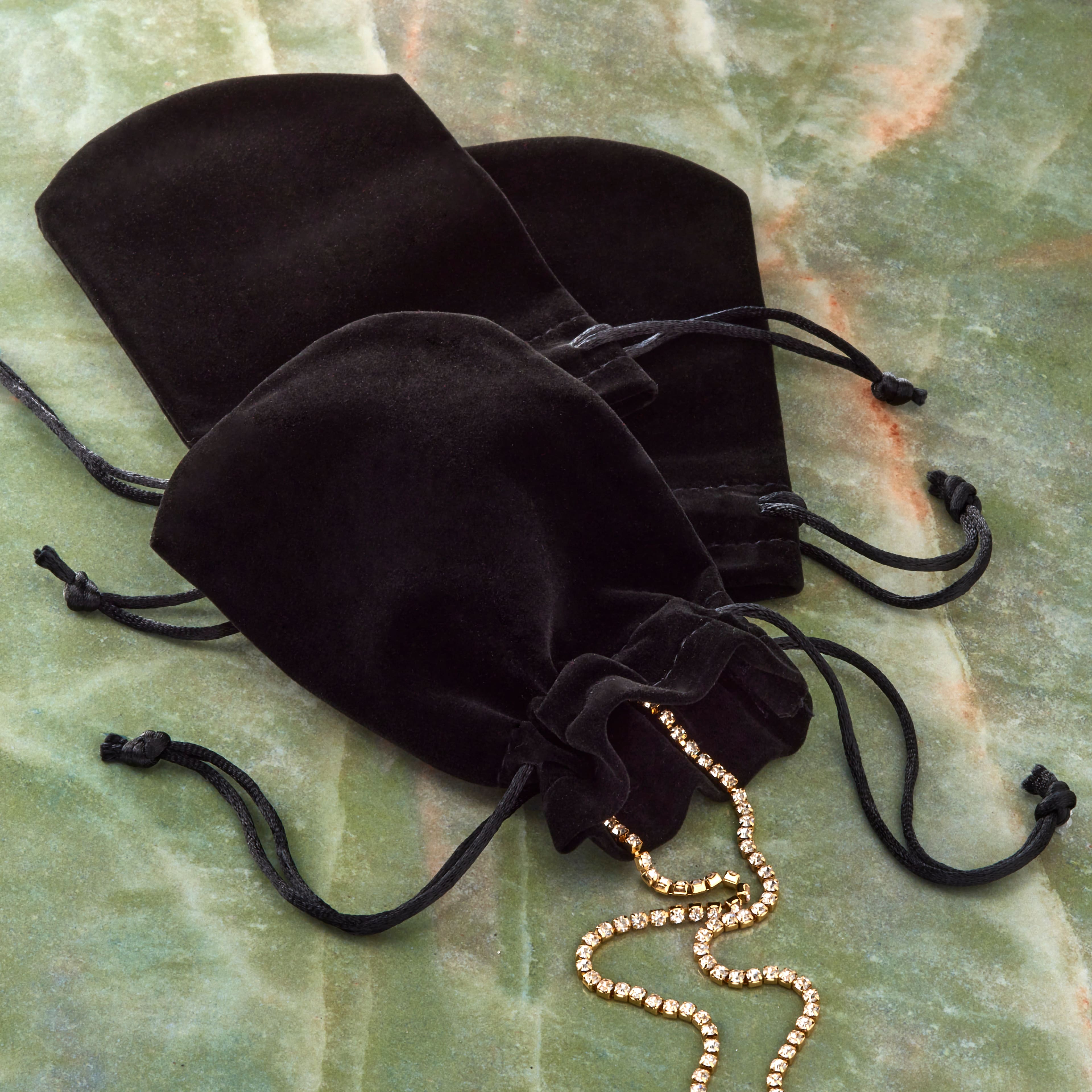 12 Packs: 8 ct. (96 total) 5.5&#x22; Black Velvet Jewelry Bag by Bead Landing&#x2122;