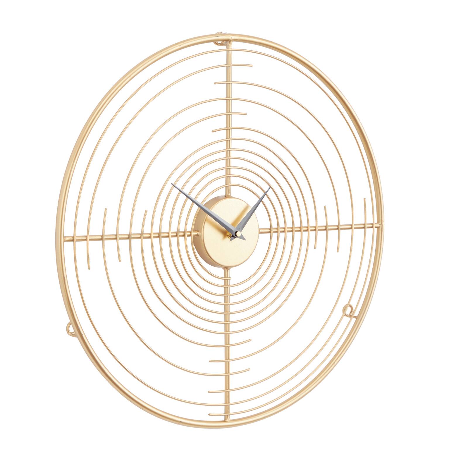 Gold Iron Contemporary Wall Clock, 20" x 20" x 2"