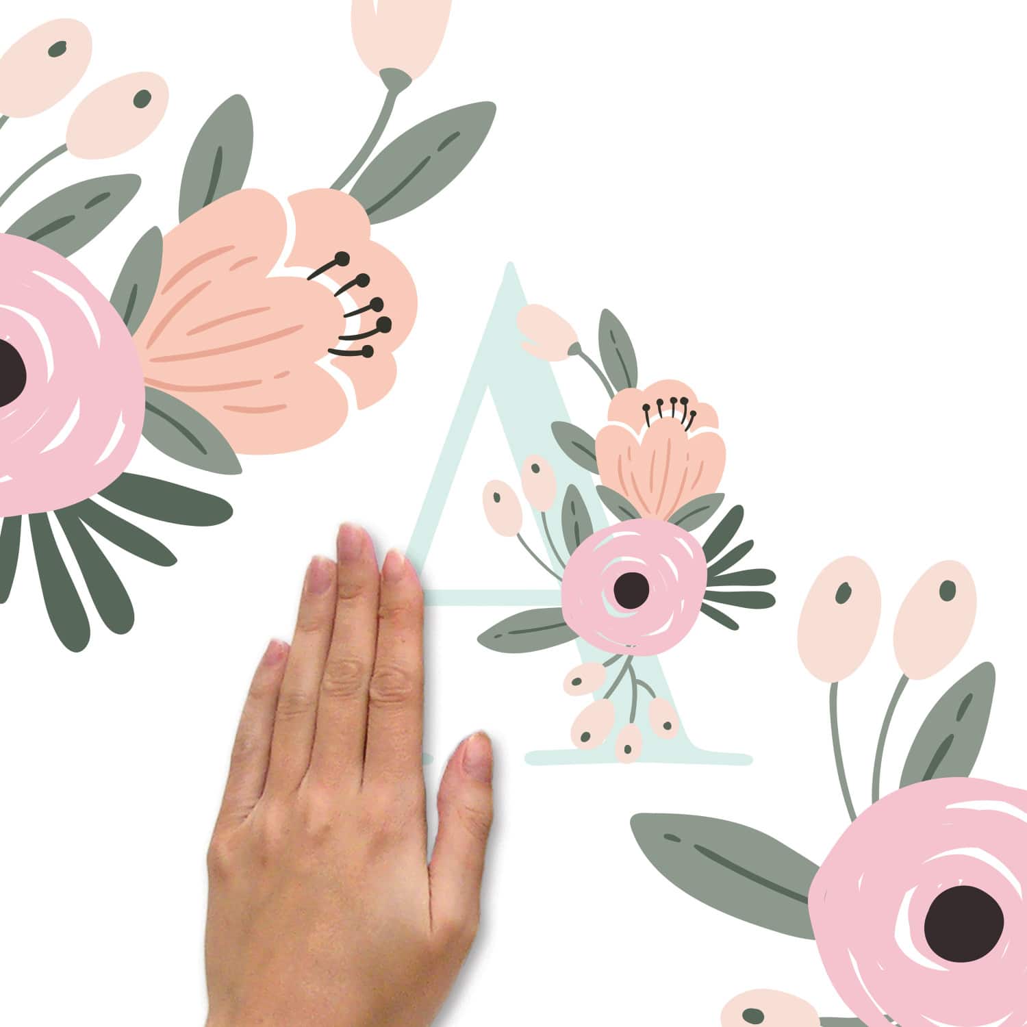 RoomMates Floral Monogram Peel & Stick Giant Wall Decal Set