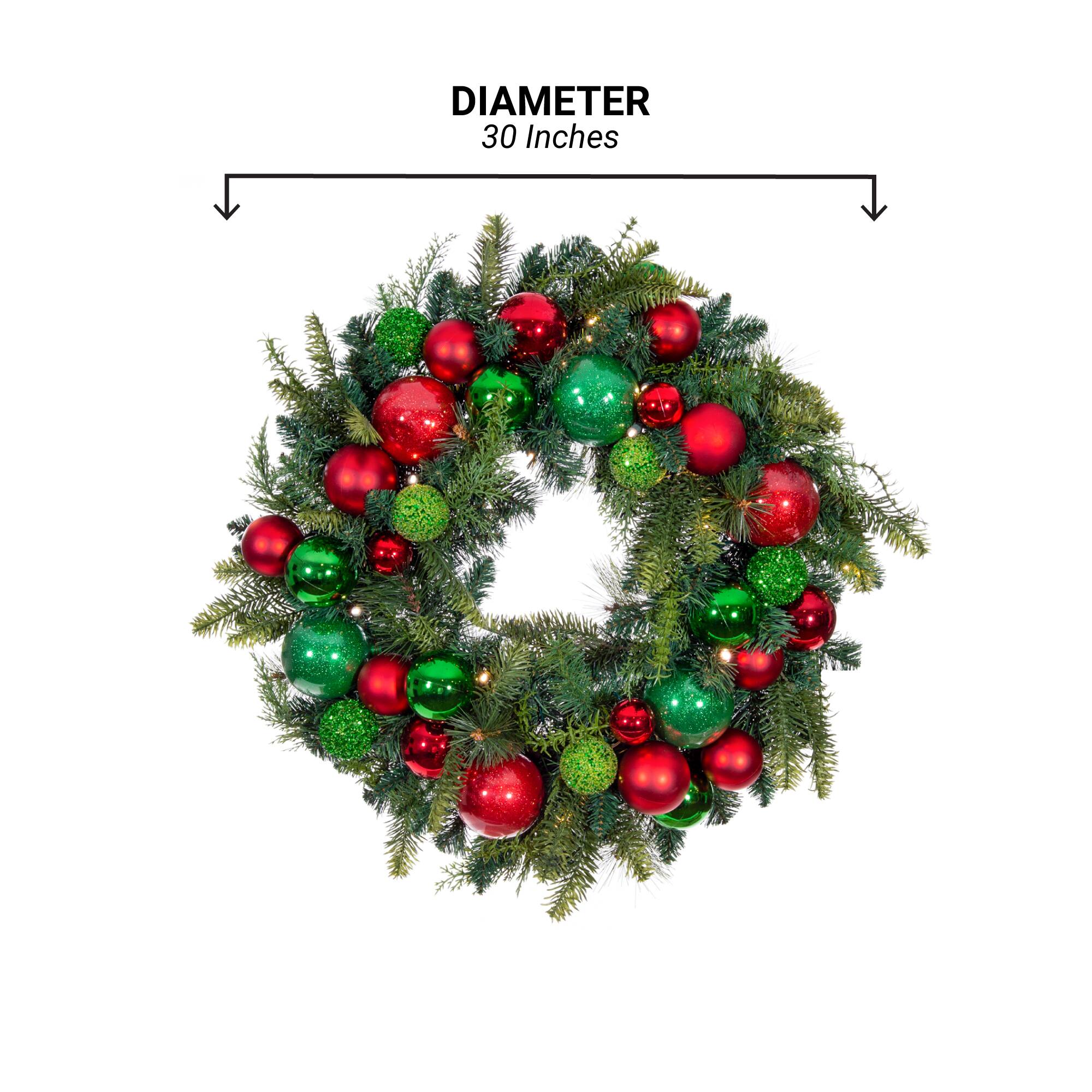 Village Lighting 30&#x22; Pre-Lit Christmas Cheer Wreath, Clear LED Lights