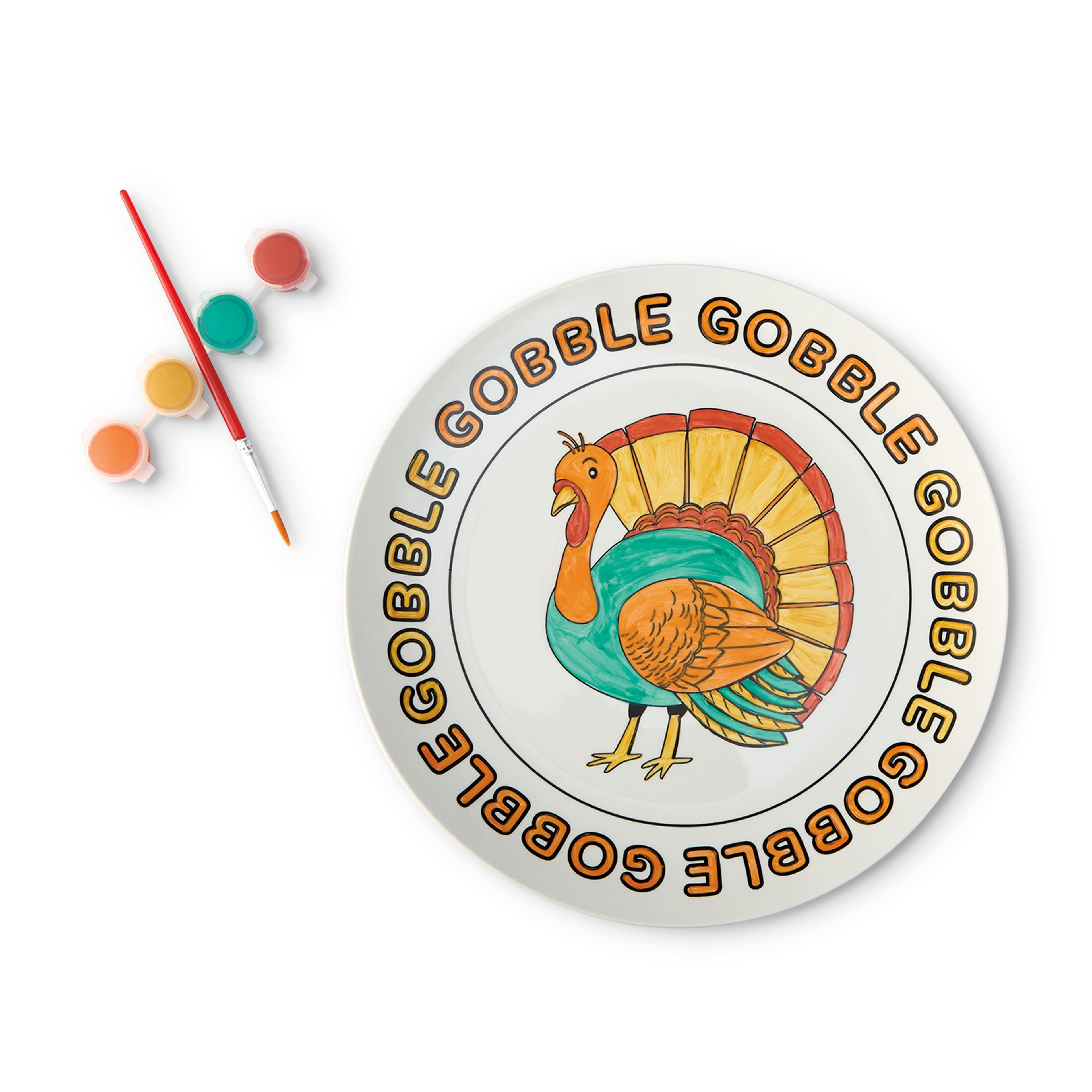 Gobble Turkey Paint Your Own Ceramic Plate Craft Kit by Creatology&#x2122;