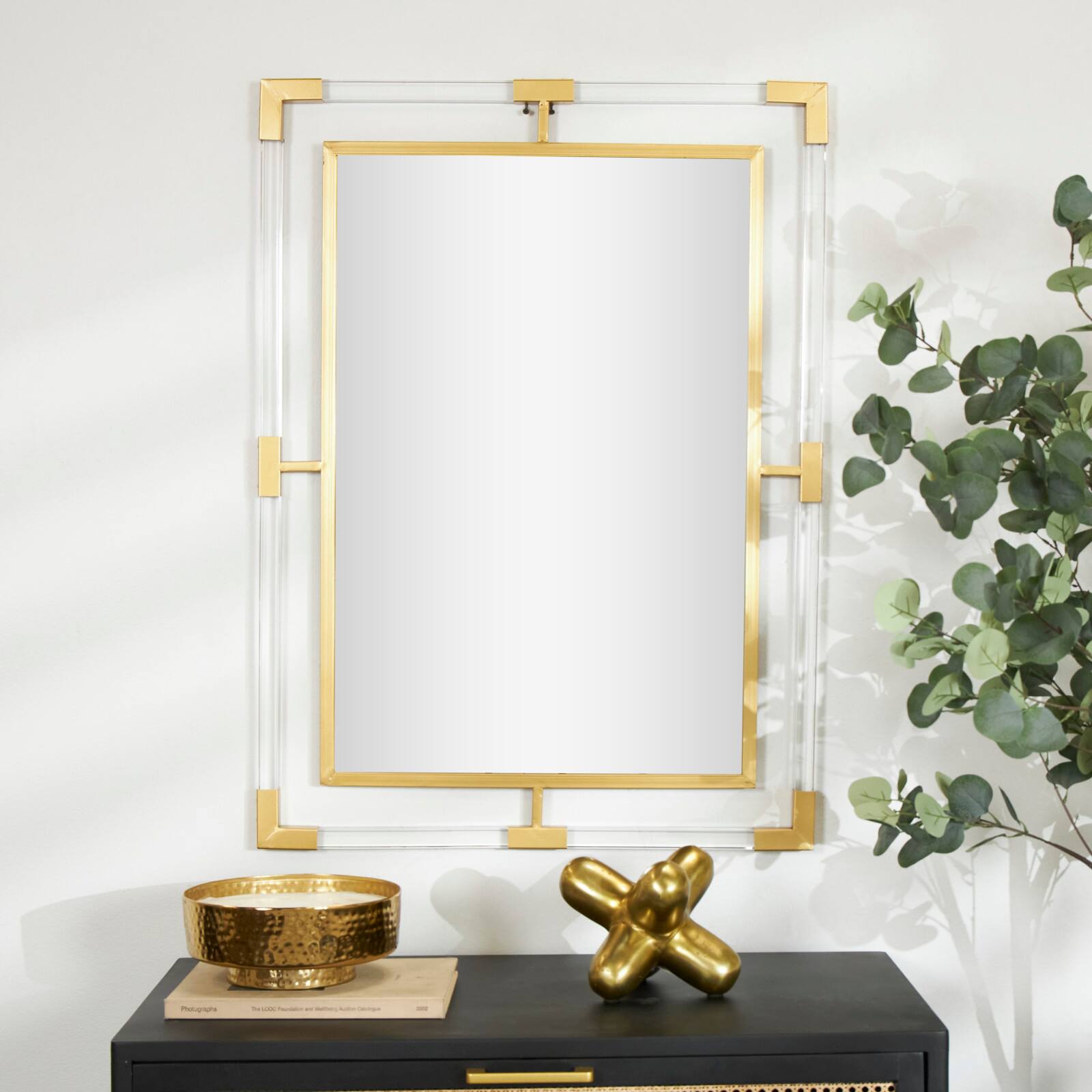 38&#x22; Metal Double Framed Wall Mirror