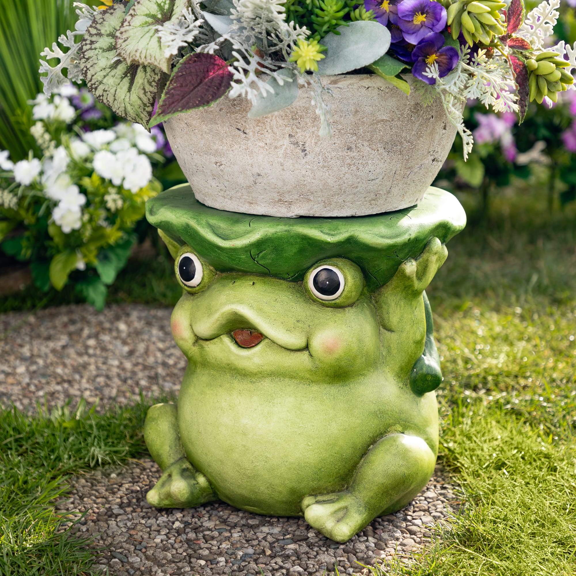 11.75" Frog Outdoor Garden Patio Plant Stand