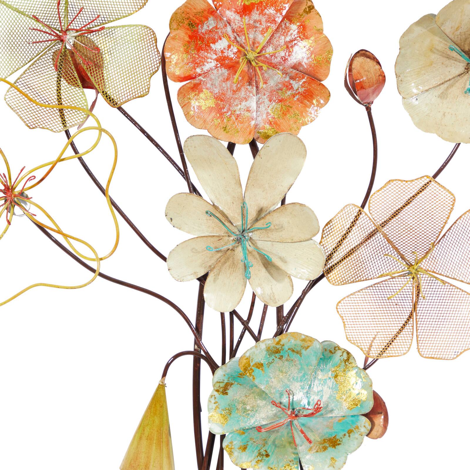 37&#x22; Multicolor Metal Eclectic Floral Wall D&#xE9;cor