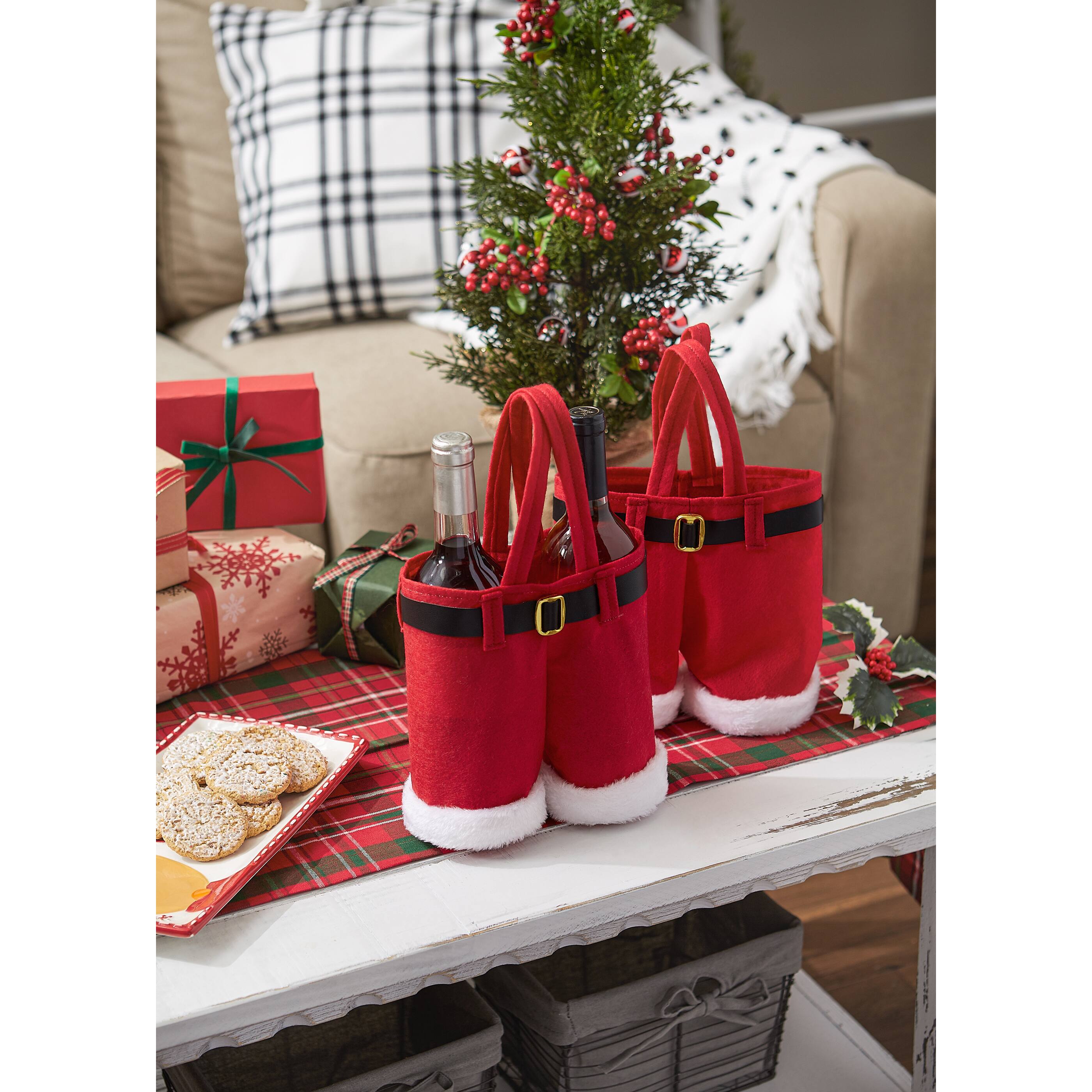 4 Pieces Christmas Stocking Flask Party Drinking Water Container Bag  Christmas Tree Holiday Stocking Wine Dispenser Bag Elf Boots Santa Drink  Beverage