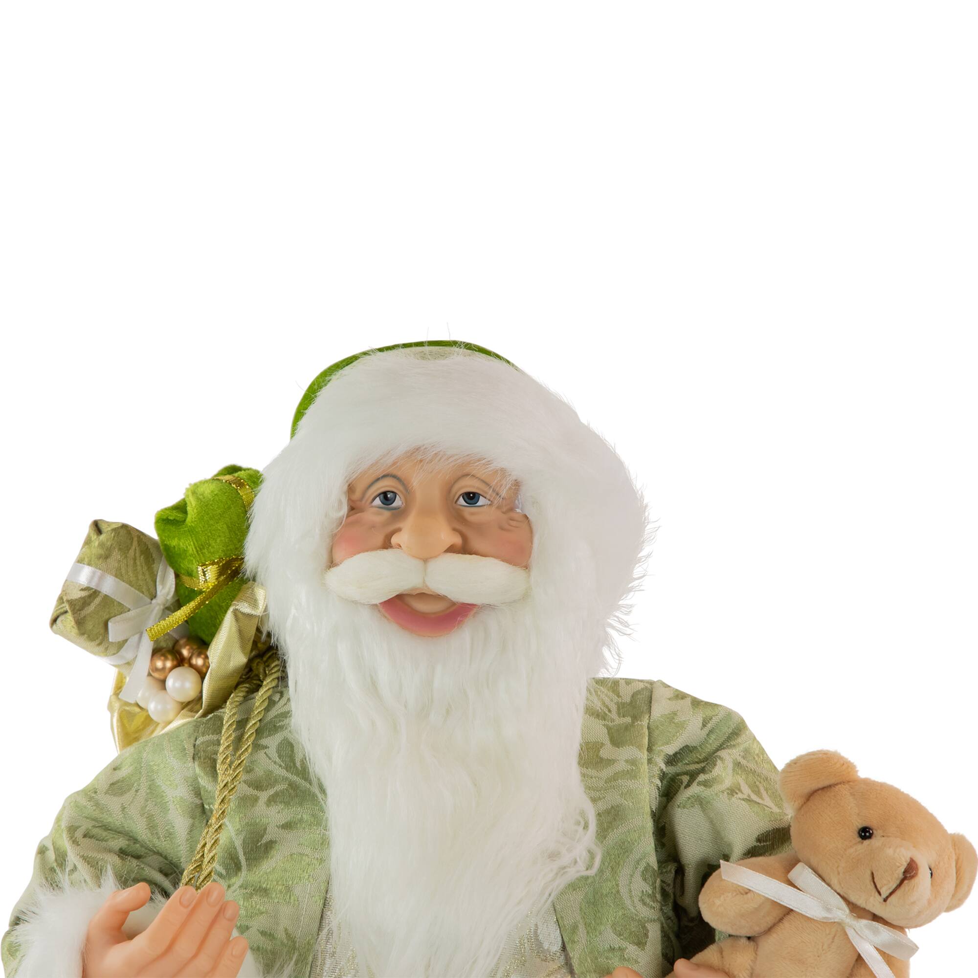 24" St. Patrick's Irish Standing Santa Claus Christmas Figure with Teddy Bear and Gift Bag