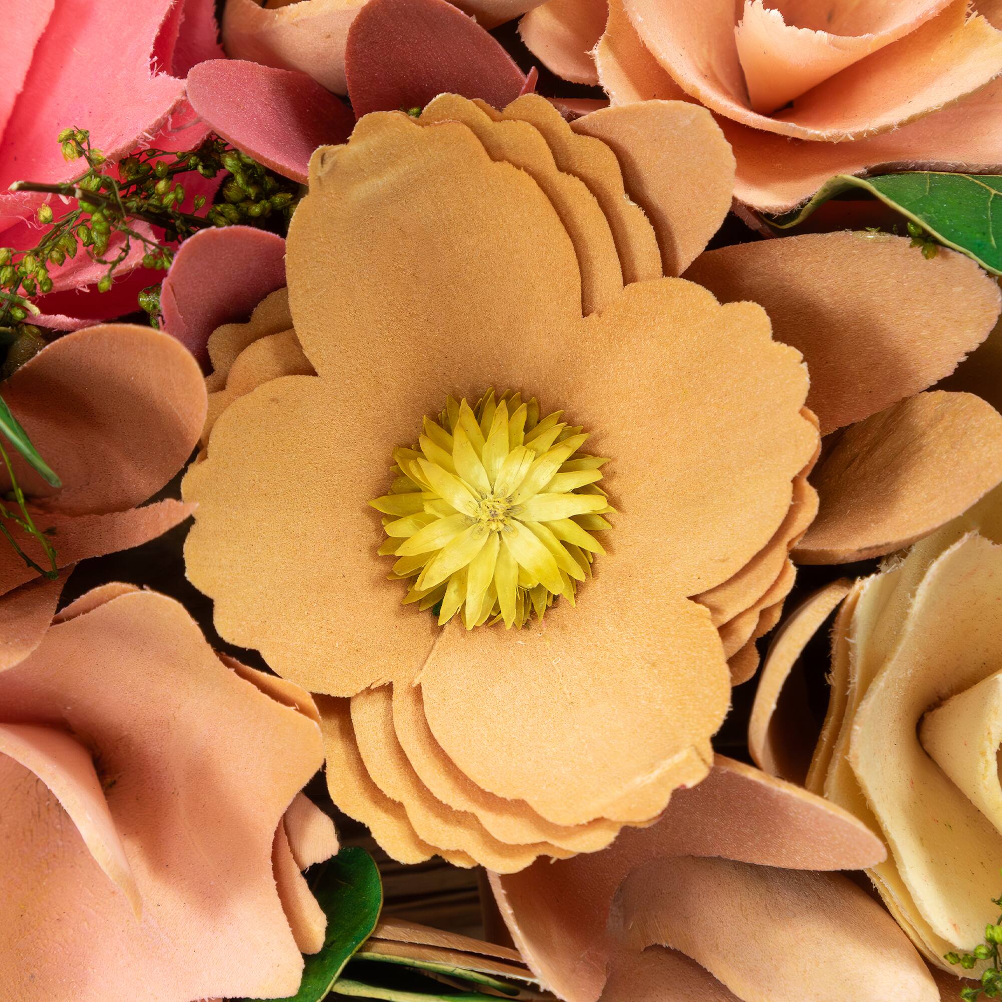 13" Pink & Yellow Mixed Floral & Foliage Artificial Valentine's Day Heart Wreath