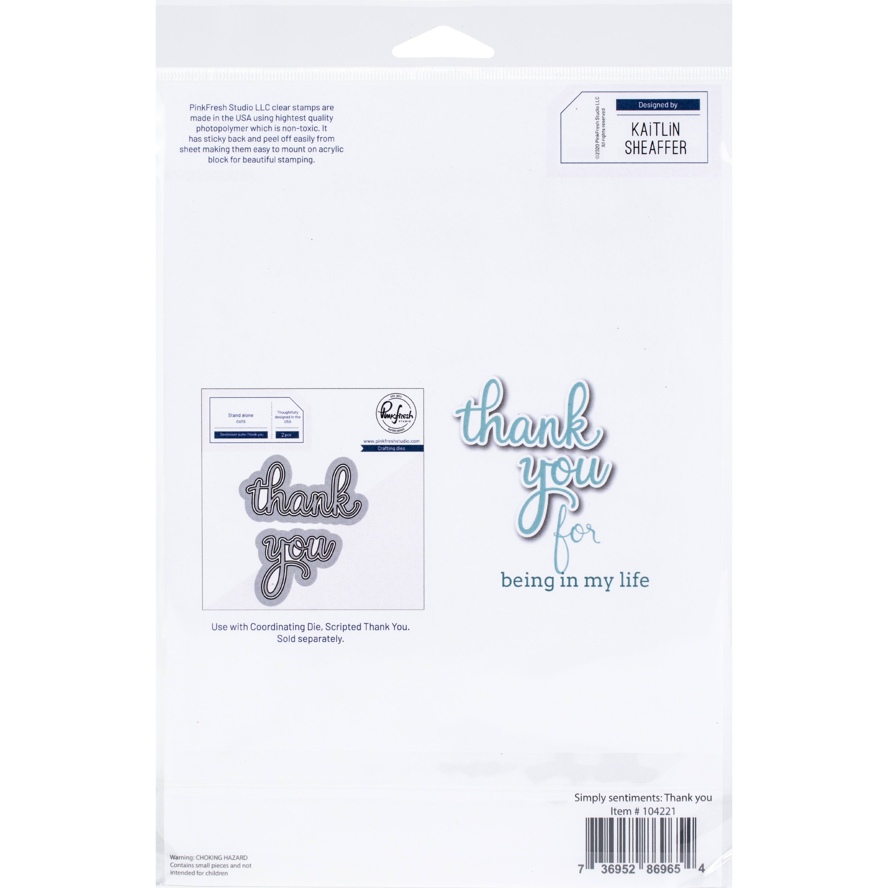 Pinkfresh Studio Simply Sentiments Thank You Clear Stamp Set