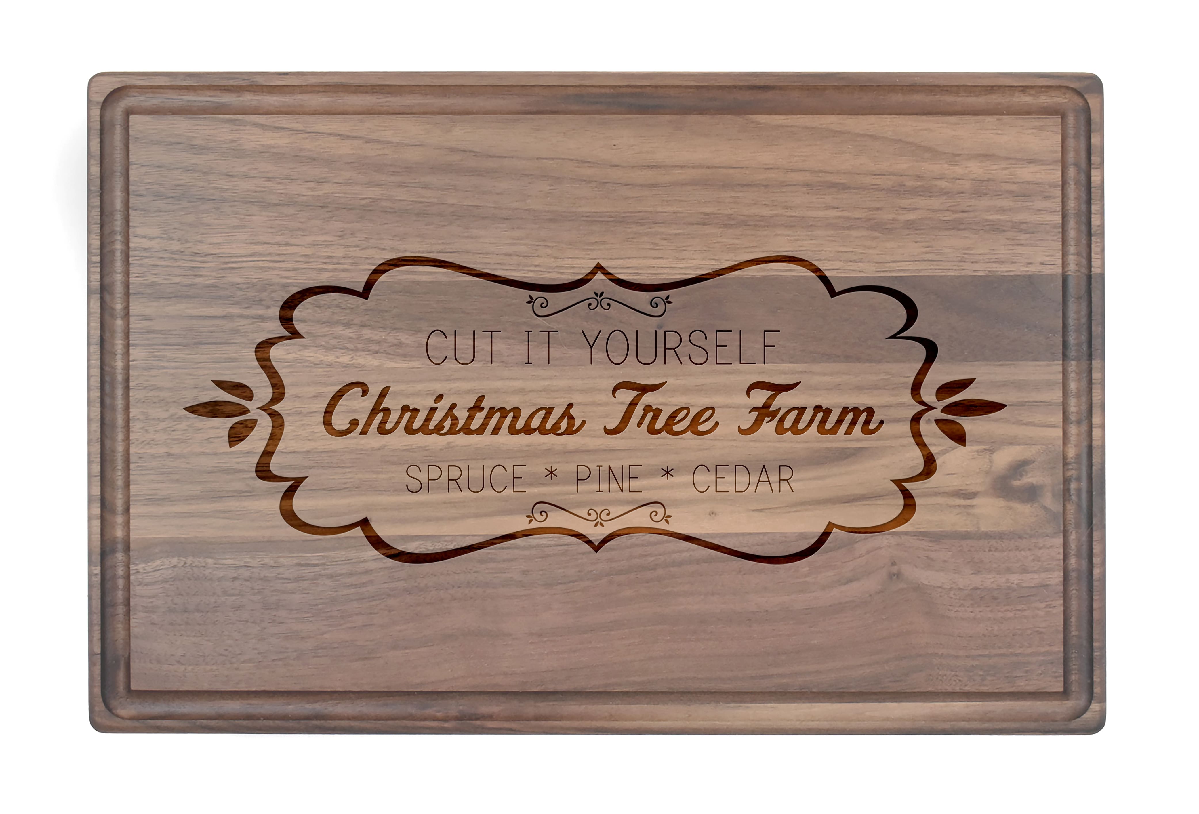 17" Cut it Yourself Christmas Tree Farm Walnut Cutting Board