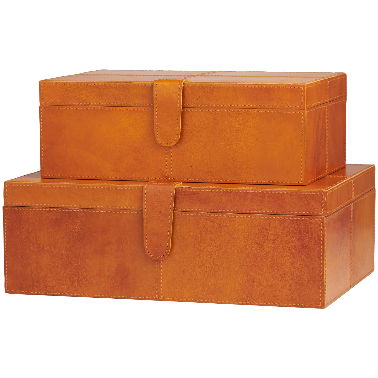 Brown Leather Storage Box Set