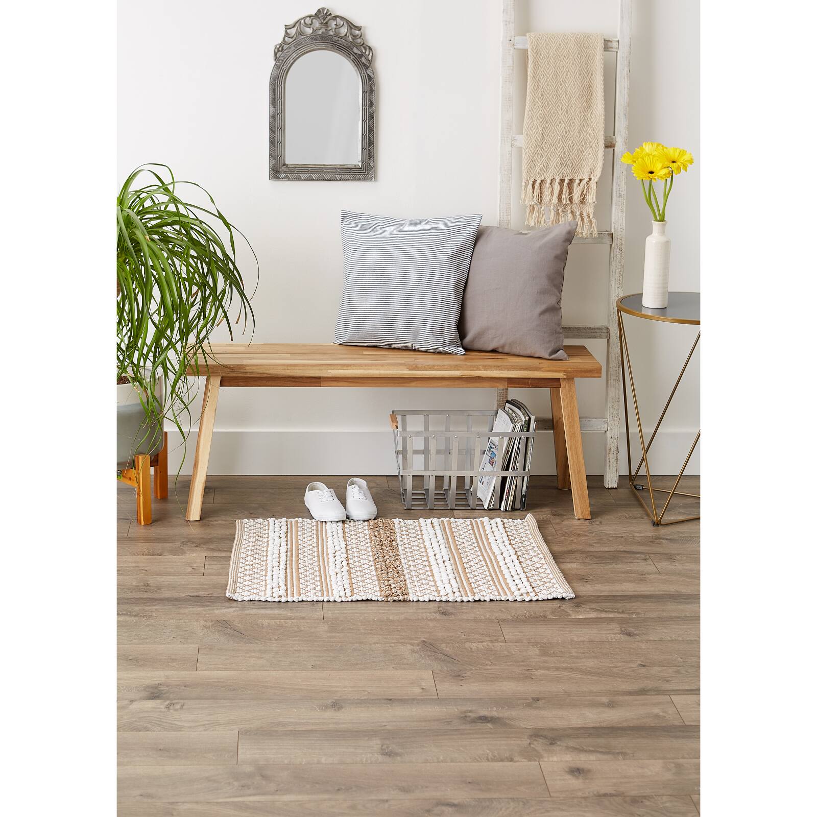 DII® Stone & White Hand-Loomed Paper Chindi Rug, 2ft. x 3ft.