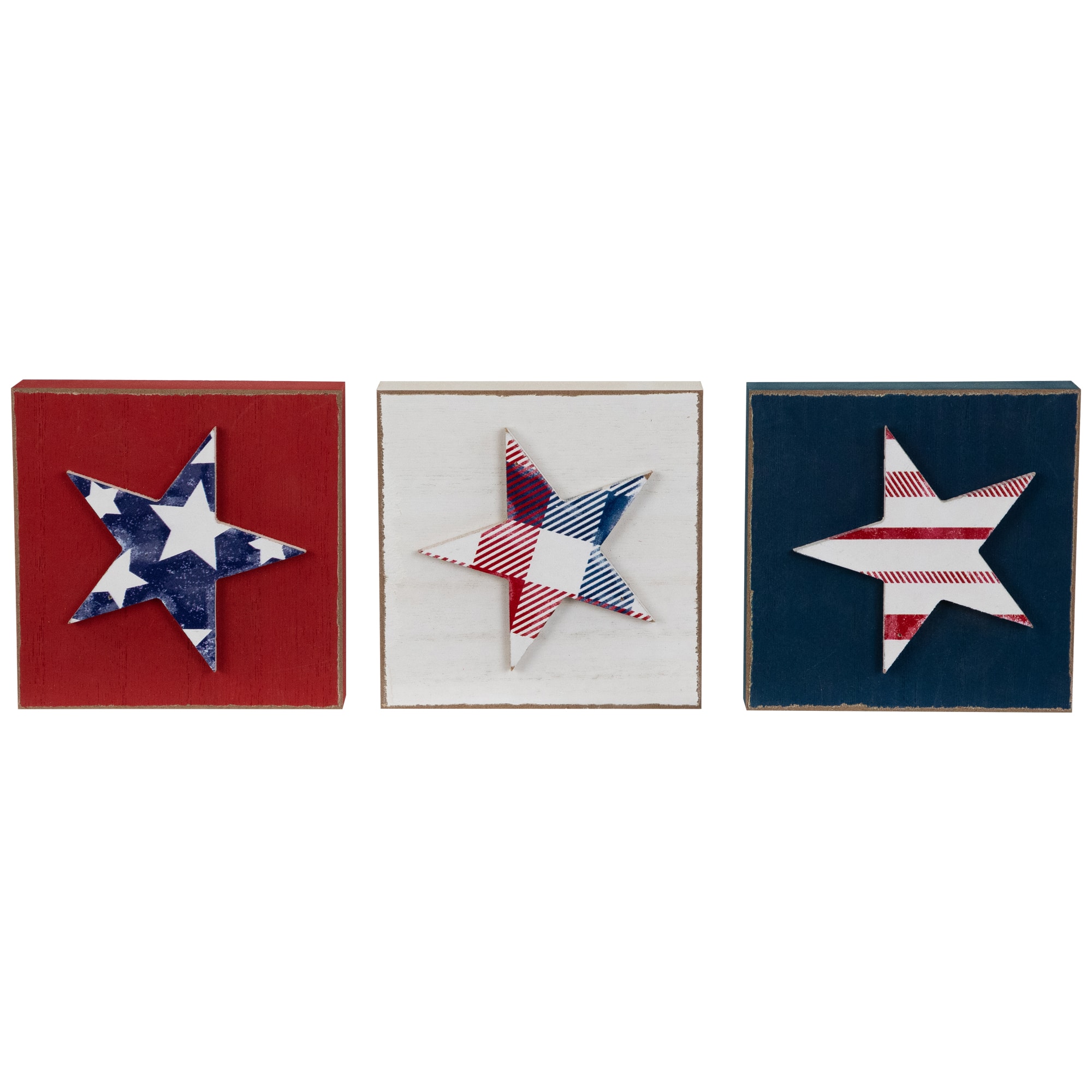 4.25" Stars & Stripes Americana Wooden Plaque Set