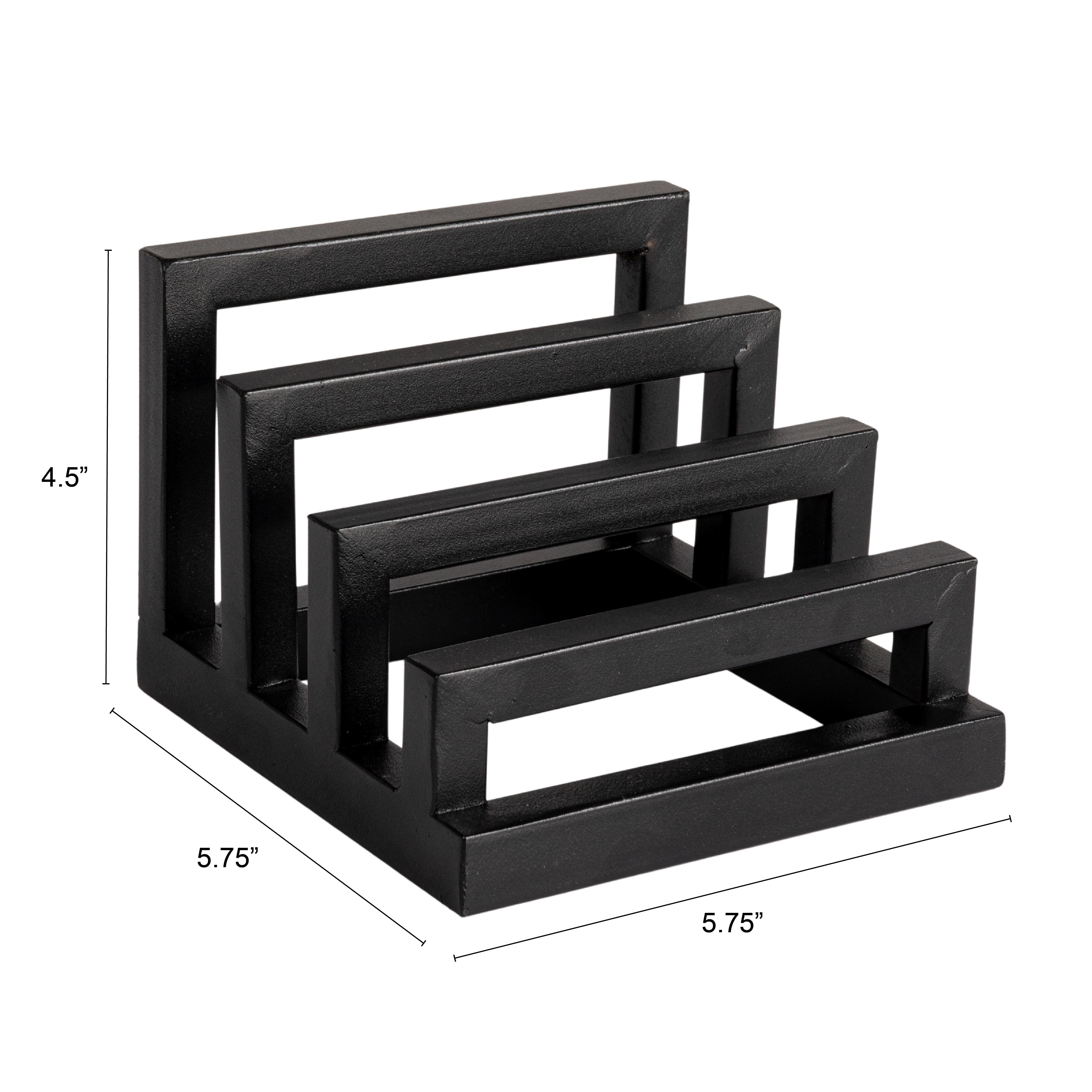 Hello Honey® Tri-Sectional Black Metal Plate Stand Organizer