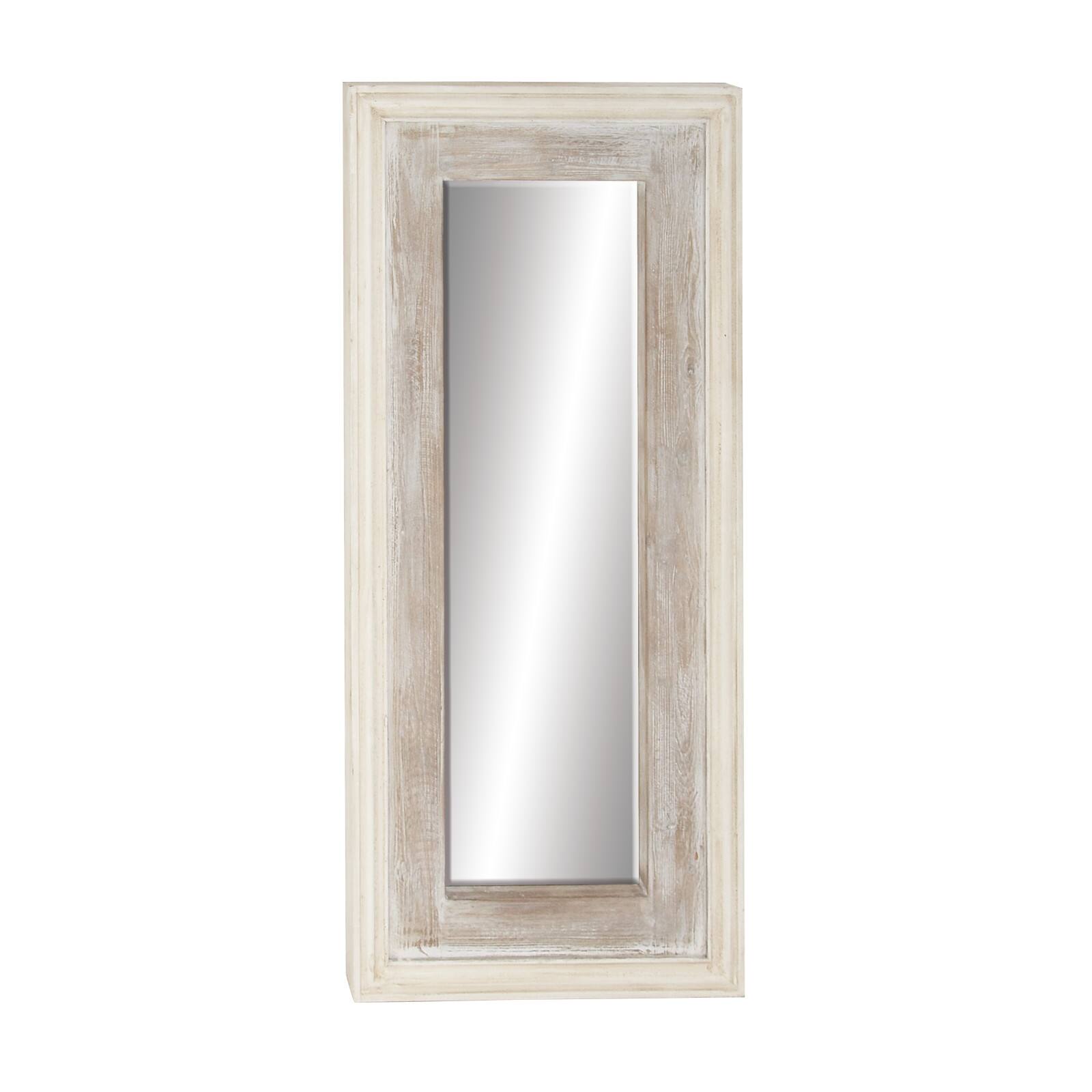 59&#x22; White Farmhouse Wood Wall Mirror
