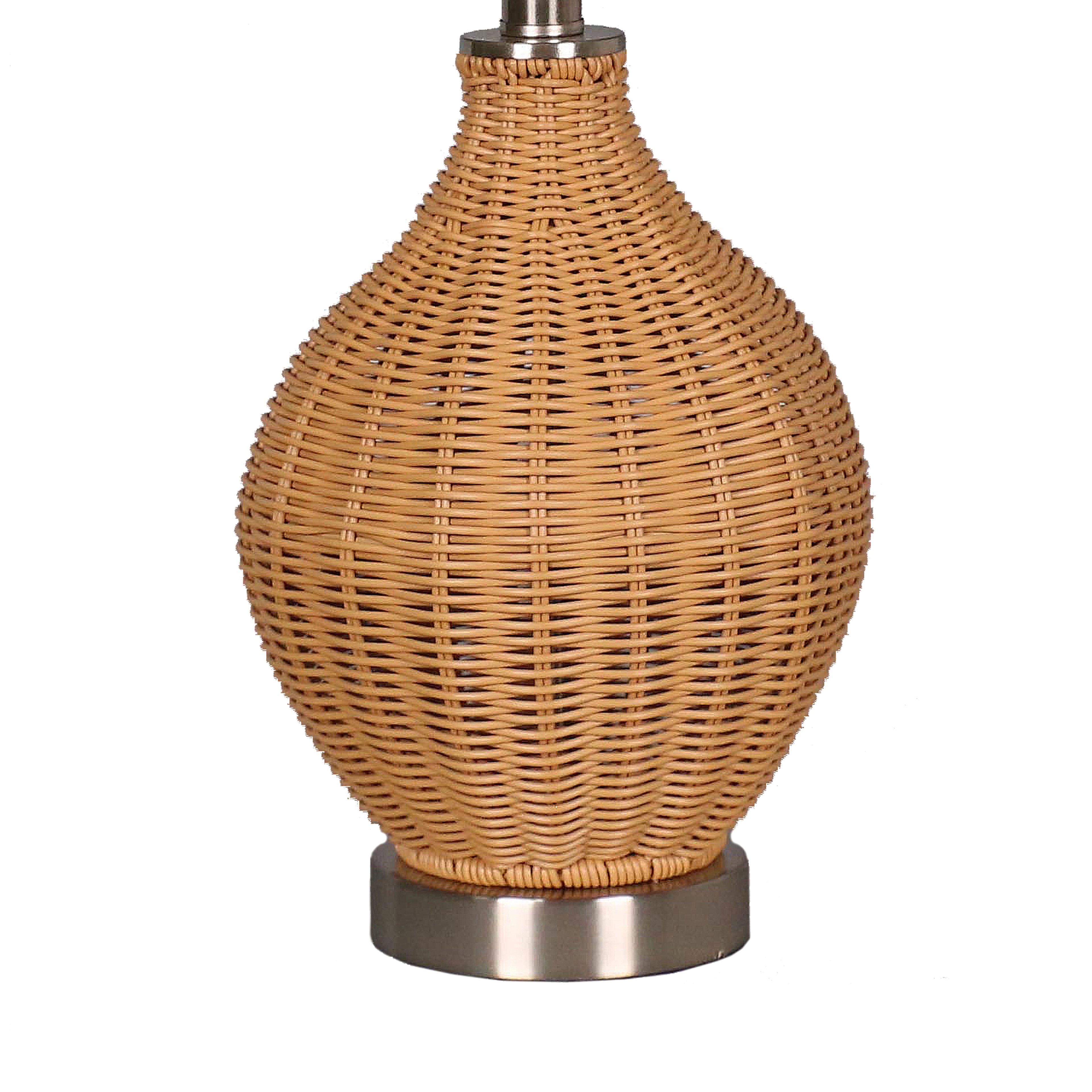 22&#x22; Tan Faux Rattan Table Lamp with White Fabric Shade by Ashland&#xAE;