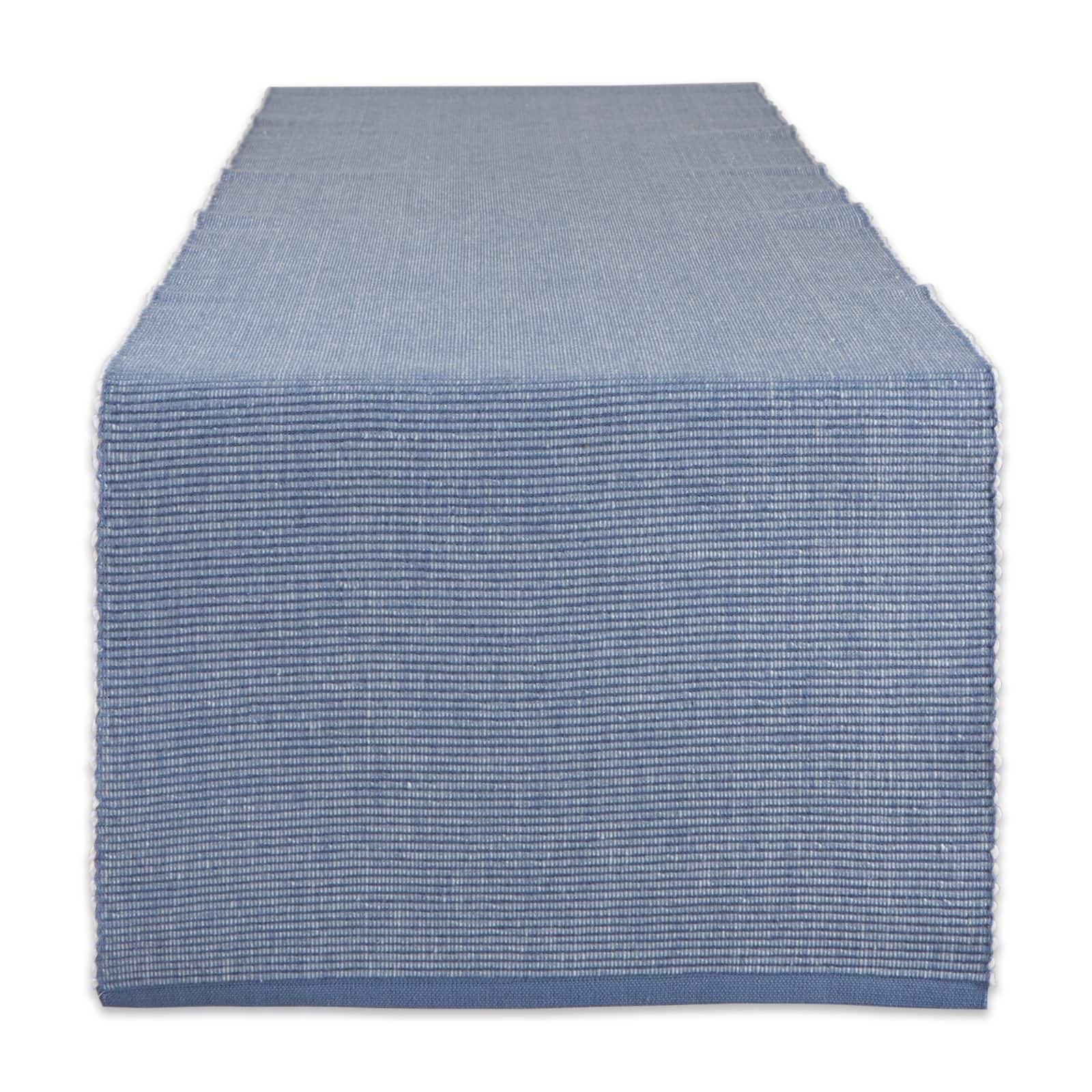 DII&#xAE; 108&#x22; Stonewash Blue &#x26; White 2-Tone Ribbed Table Runner