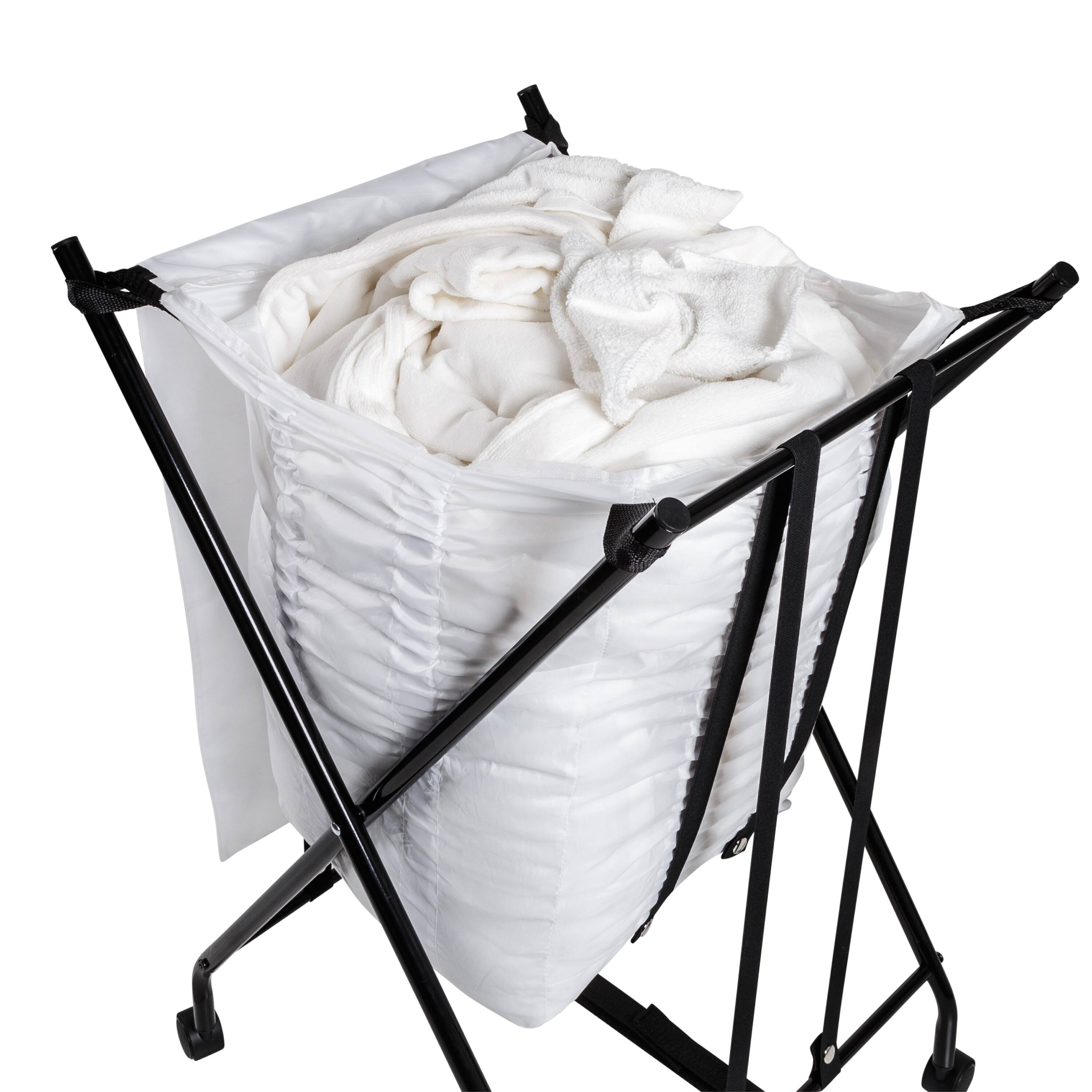 Honey Can Do Black/ Single Bounce Back Hamper with Wheels and Lid