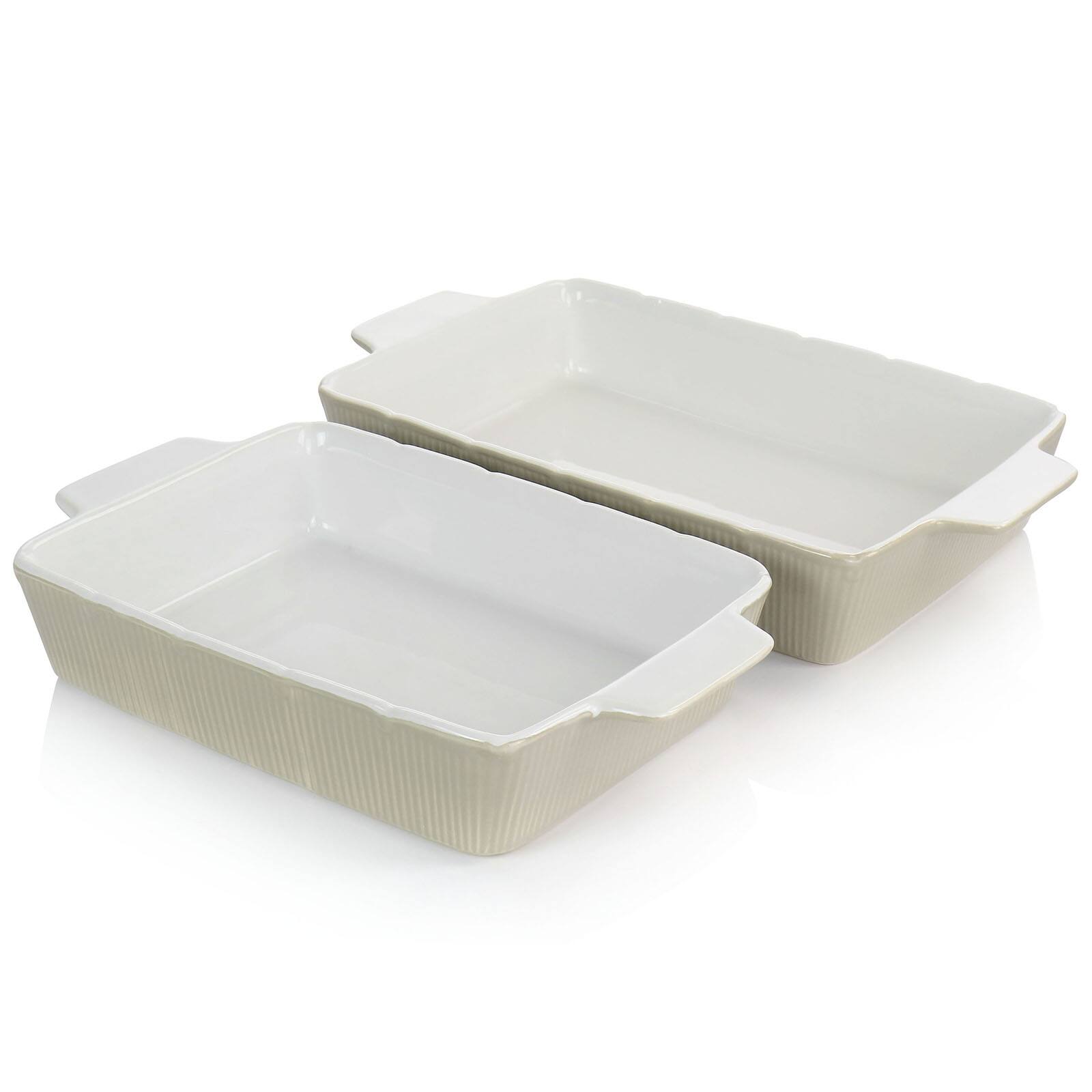 Martha Stewart Taupe Ceramic Rectangular Baker Set