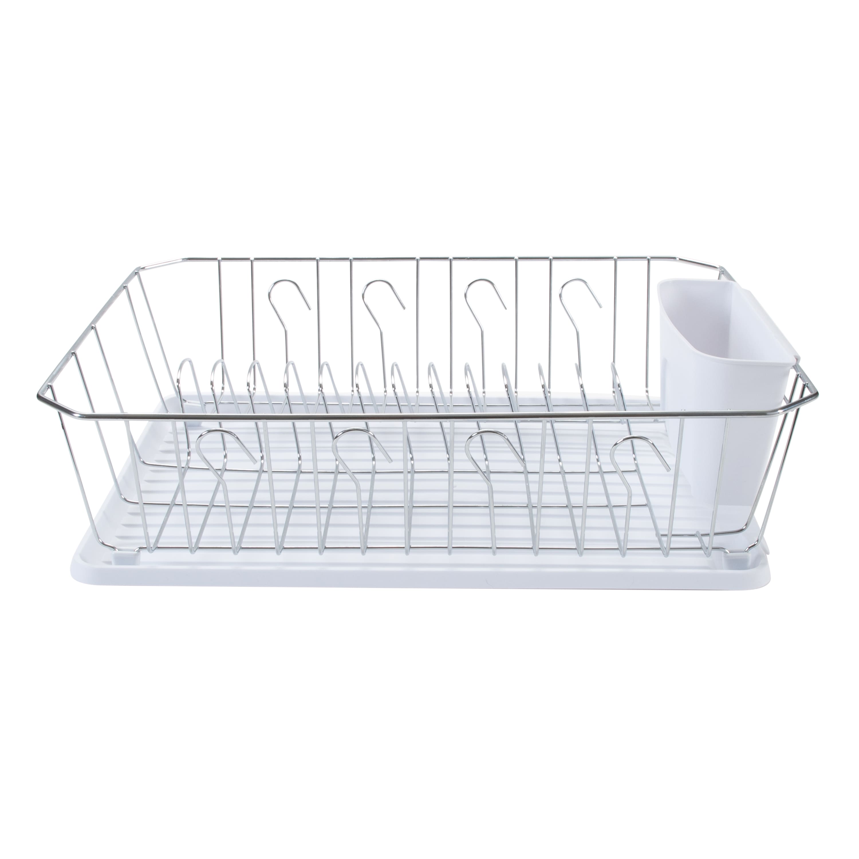 Kitchen Details White 3-Piece Chrome Dish Rack Set