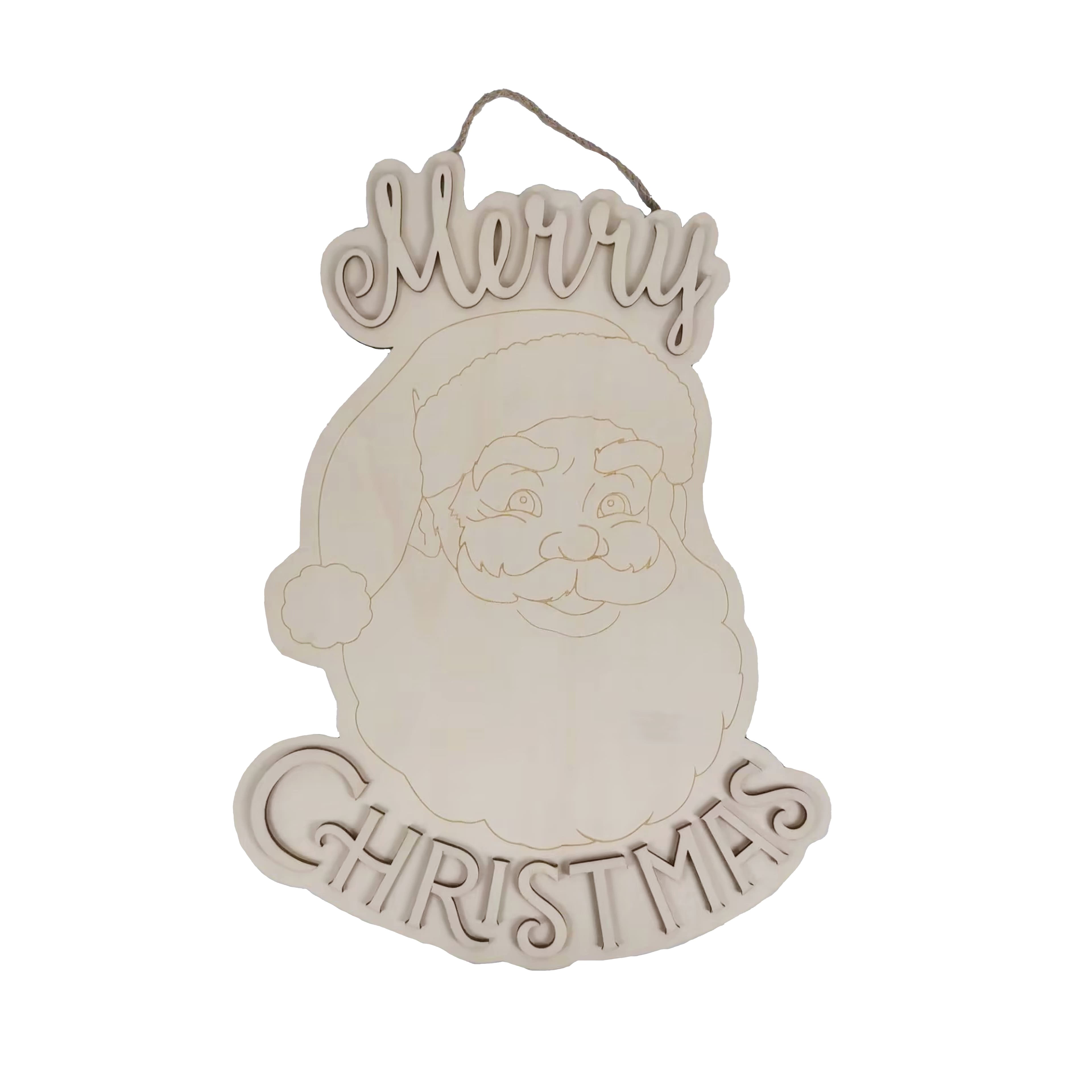 16&#x22; Merry Christmas Santa DIY Wood Wall Plaque by Make Market&#xAE;