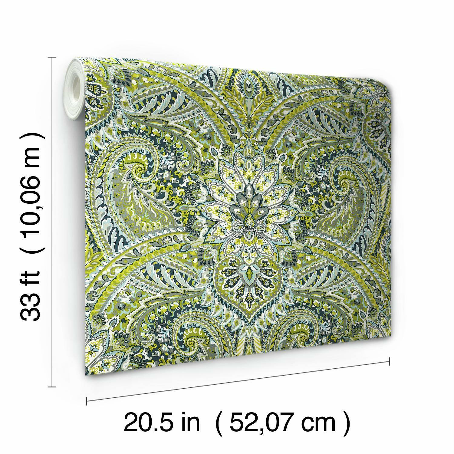 RoomMates Swept Away Green Peel &#x26; Stick Wallpaper