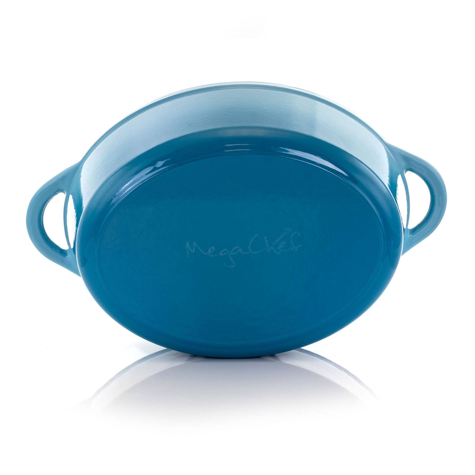 MegaChef Blue Enameled Cast Iron Casserole