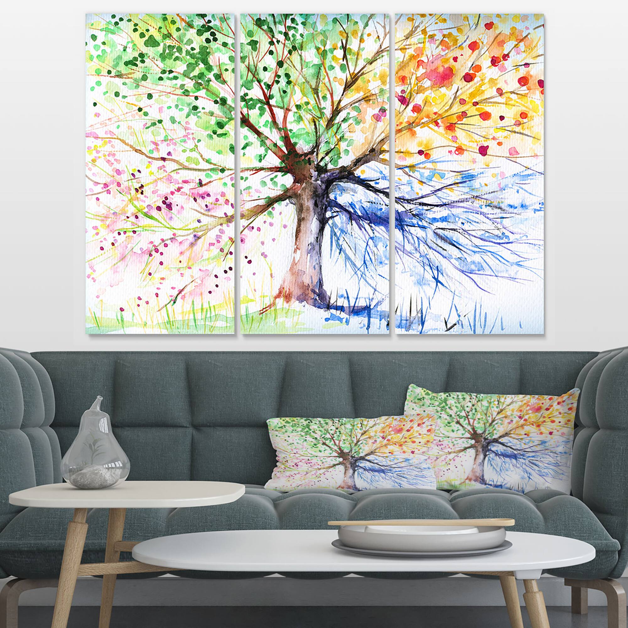 Designart - Four Seasons Tree - Floral Art Canvas Print