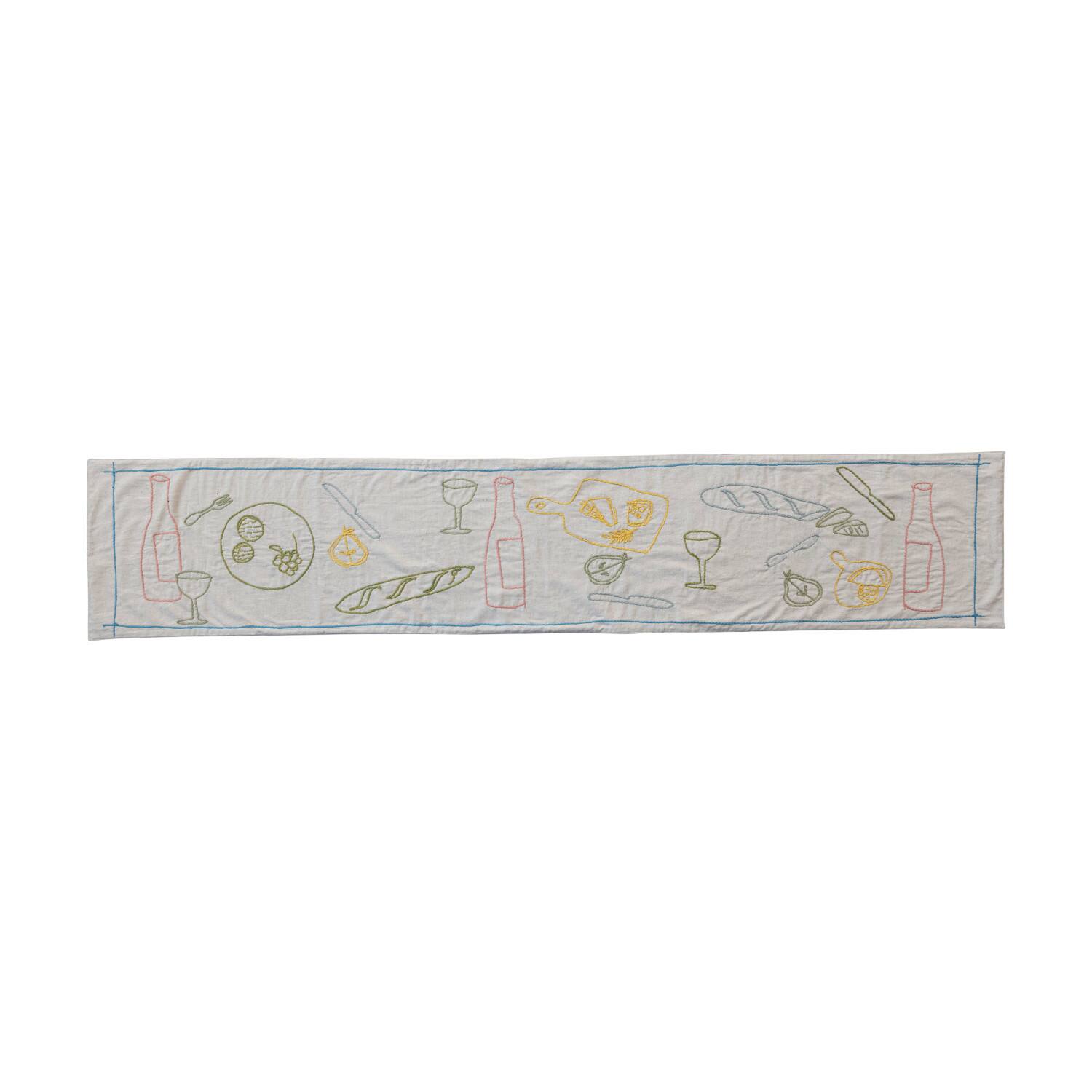 Hello Honey® 6ft. Food & Beverage Cotton Embroidered Table Runner