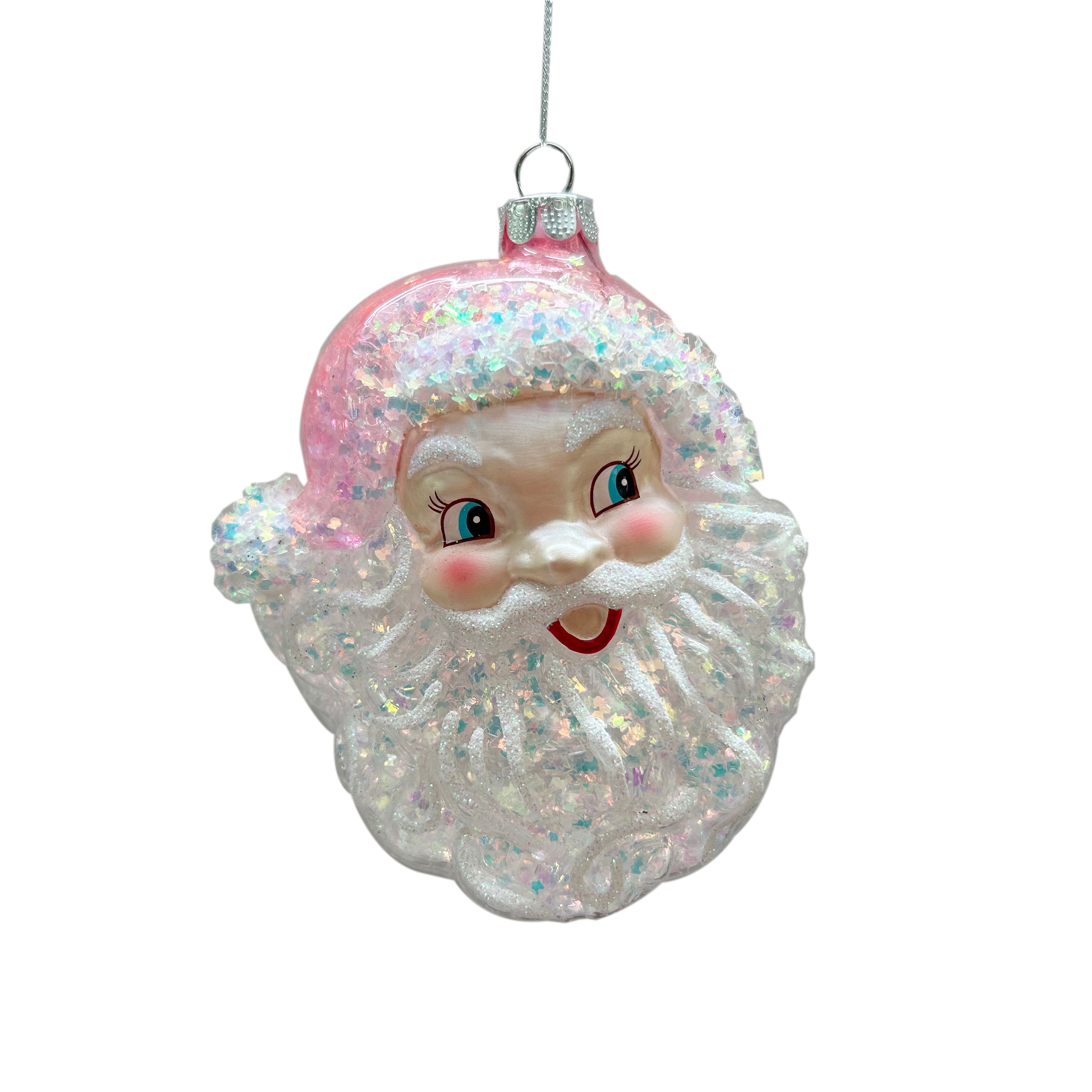 4.25&#x22; Pink &#x26; White Santa Glass Ornament by Ashland&#xAE;