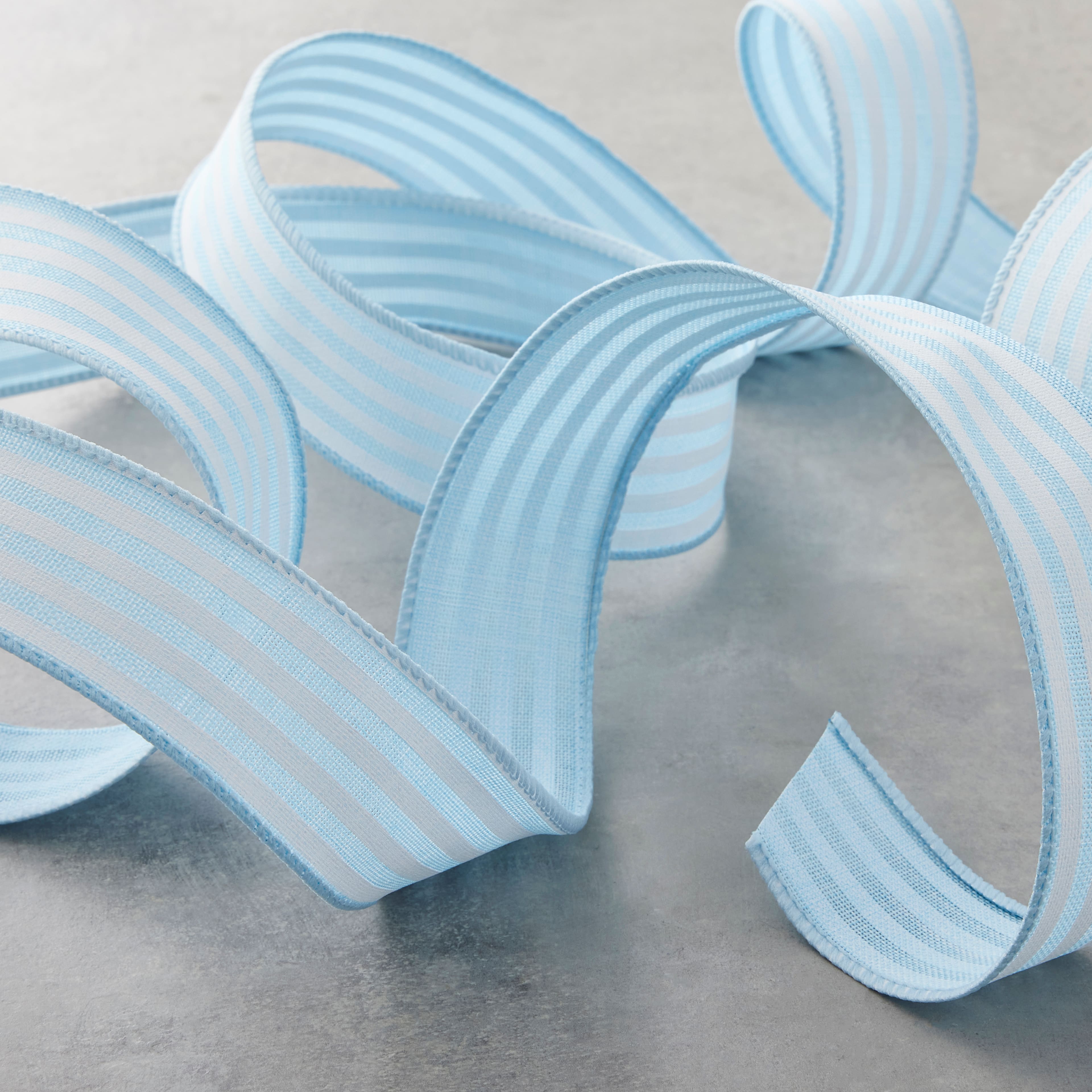 1.5" x 30ft. Stripe Faux Linen Wired Ribbon by Celebrate It™ Décor