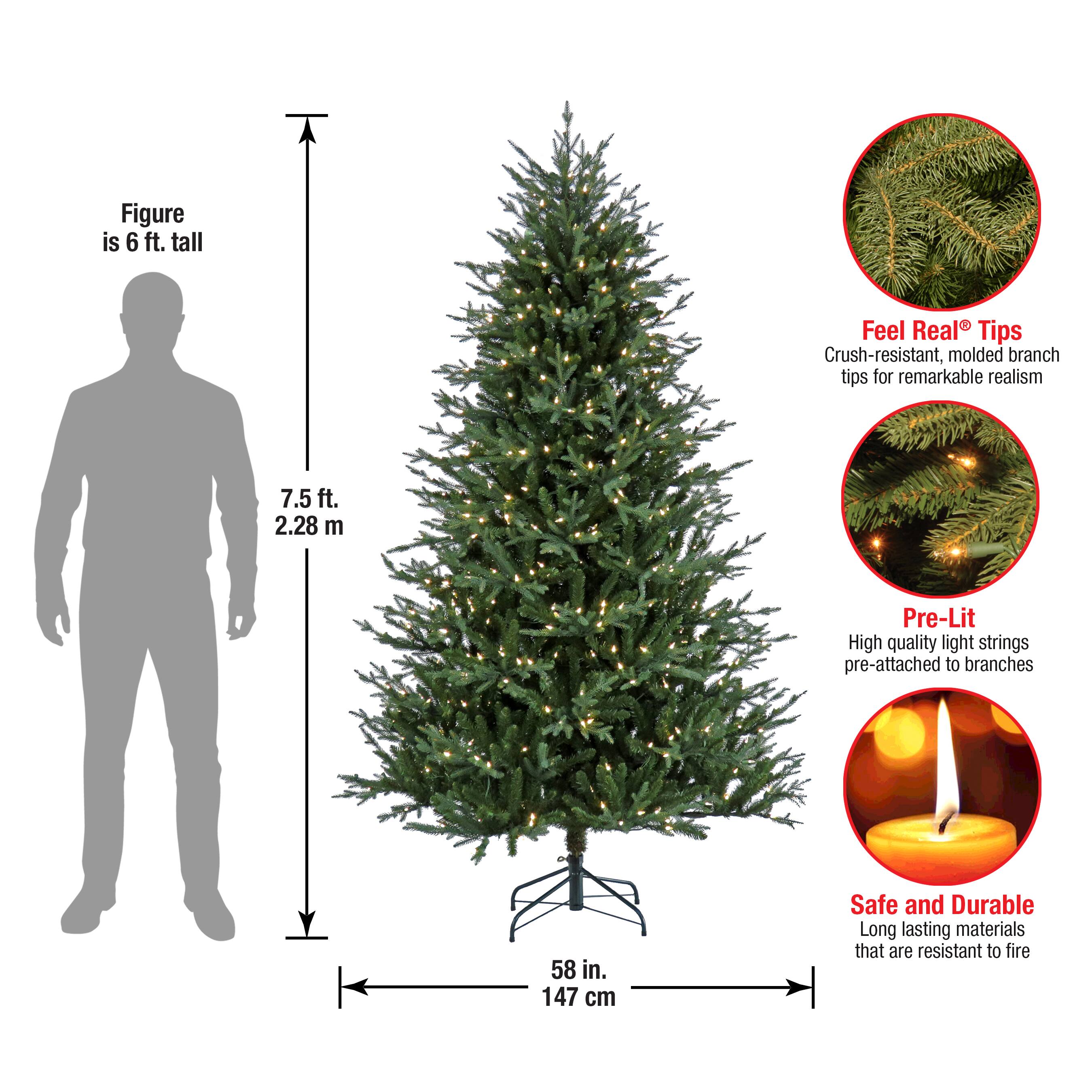 7.5ft. Pre-Lit Wenatchee Fir Artificial Christmas Tree, Warm White LED Lights