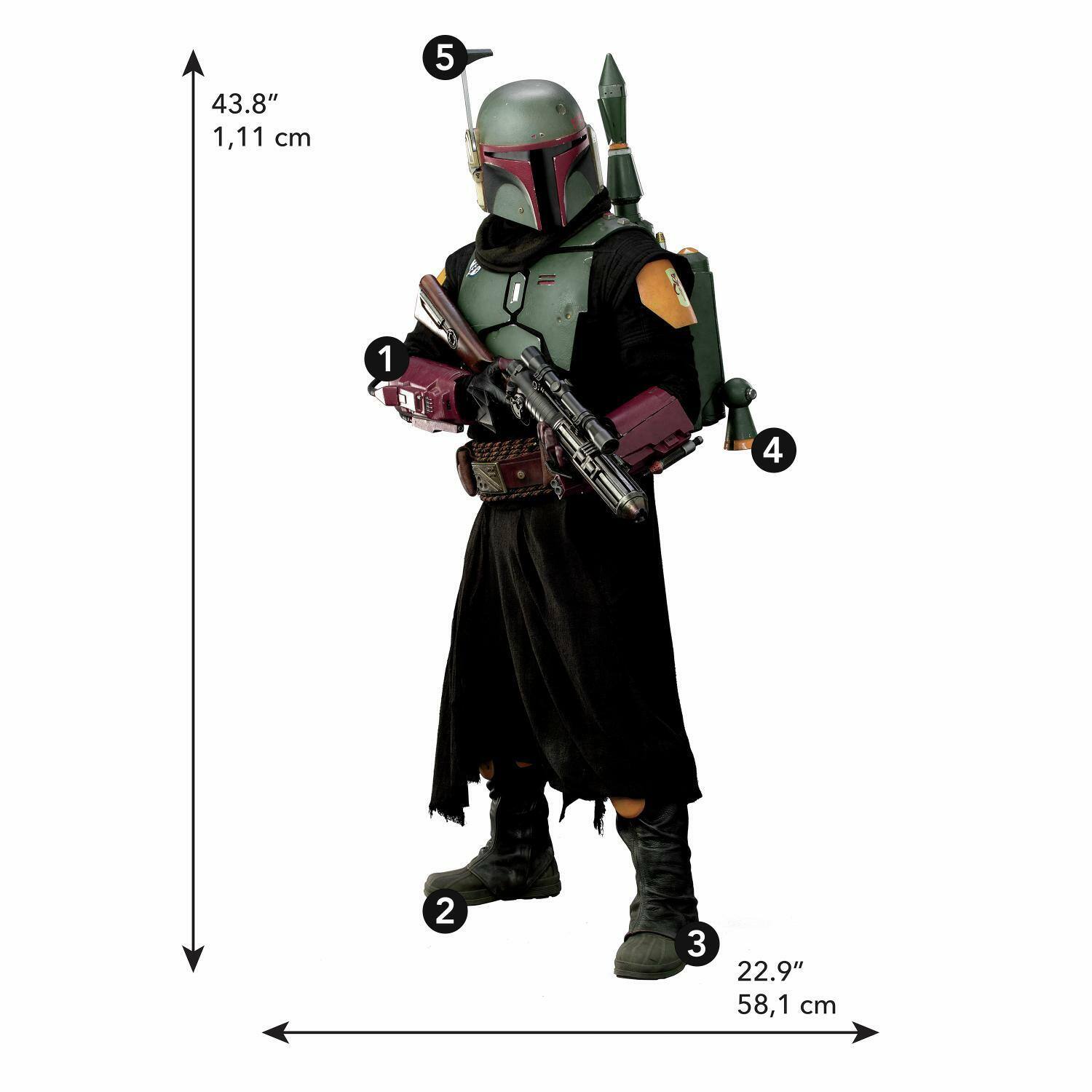 RoomMates Star Wars The Mandalorian Boba Fett Peel &#x26; Stick Giant Wall Decal