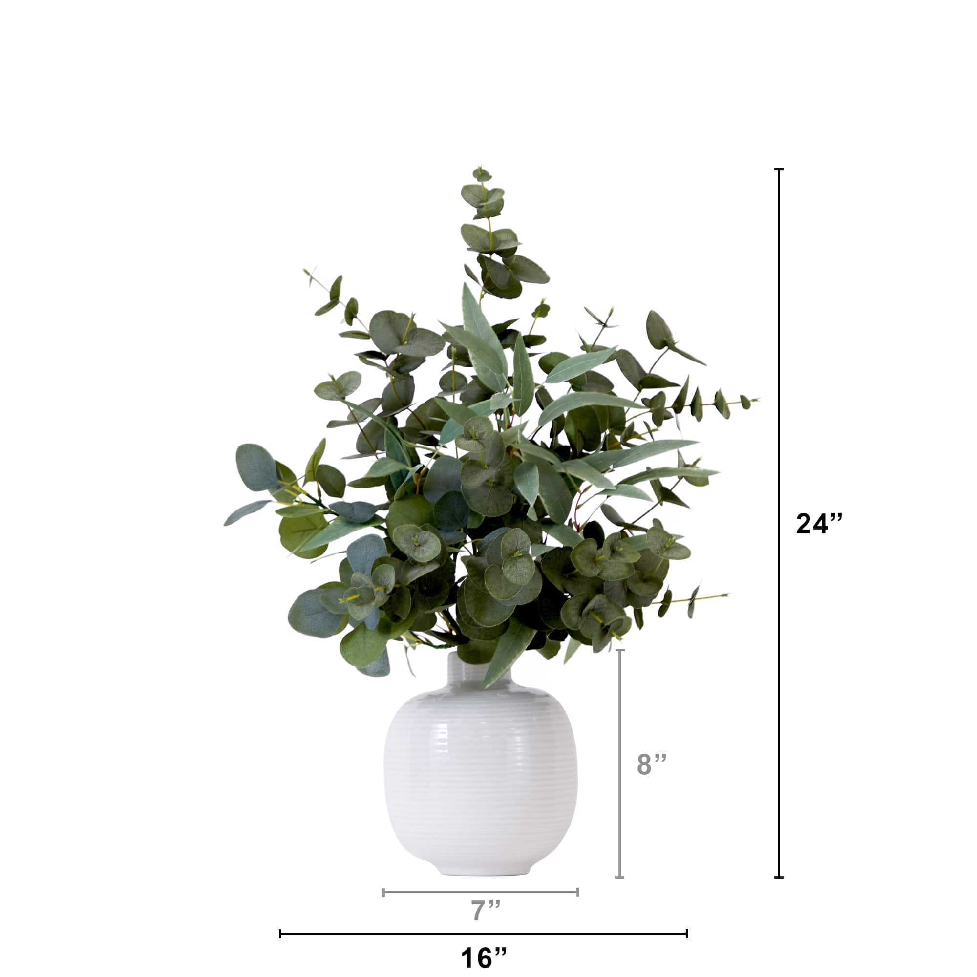 24&#x22; Artificial Green Eucalyptus Leaves Arrangement with Ceramic Planter