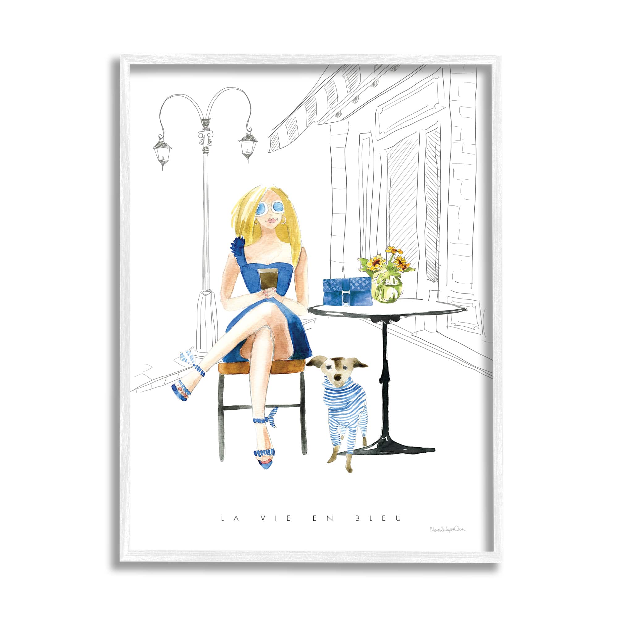 Stupell Industries La Vie En Bleu Parisian Glam Phrase Female Framed Wall Art