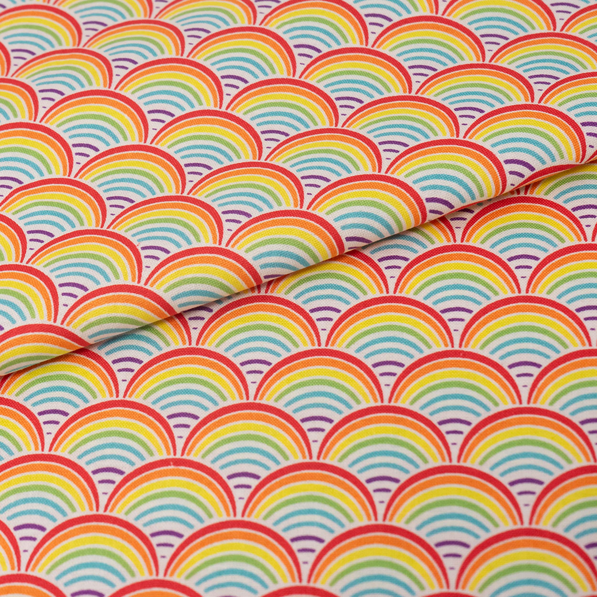 SINGER Rainbow Geo Scallops Cotton Fabric