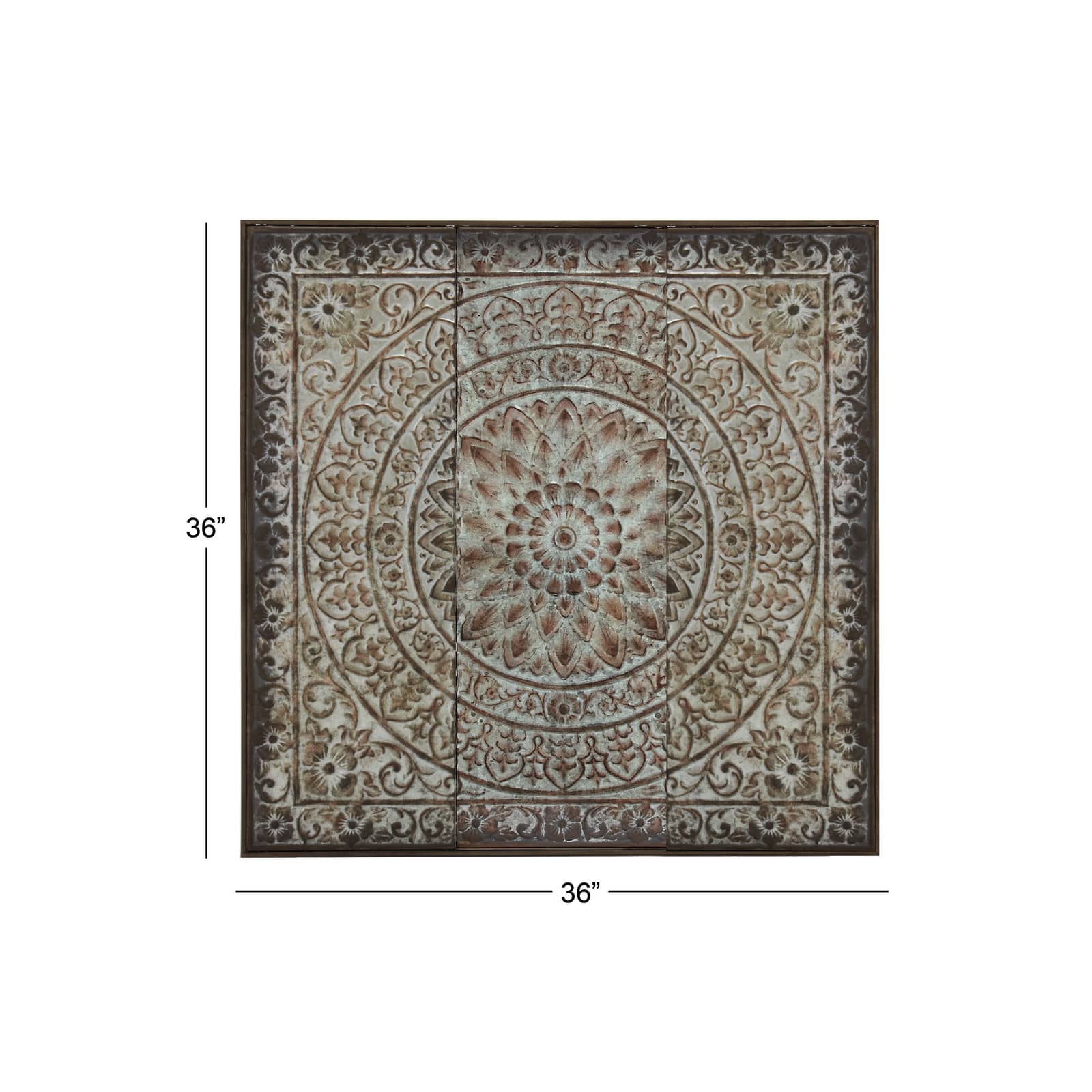 36&#x22; Gray Metal Rustic Floral Wall D&#xE9;cor
