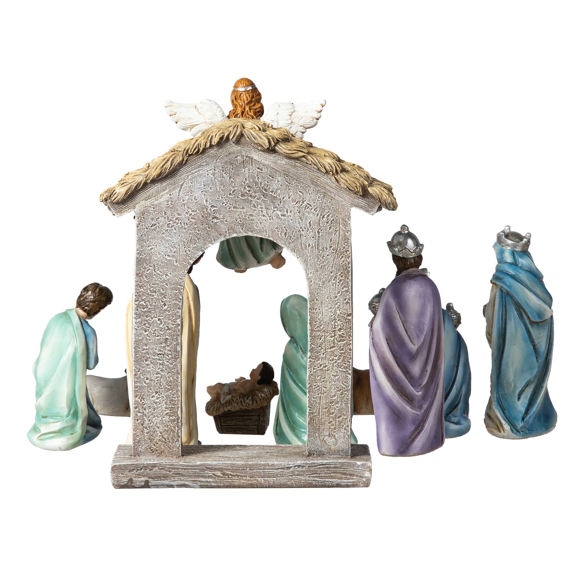 Glitzhome® Deluxe Blue Nativity Figurine Set