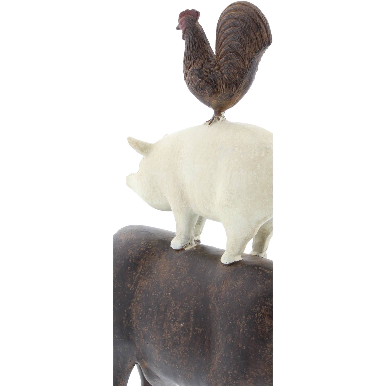 14&#x22; Brown Polystone Farmhouse Animals Sculpture