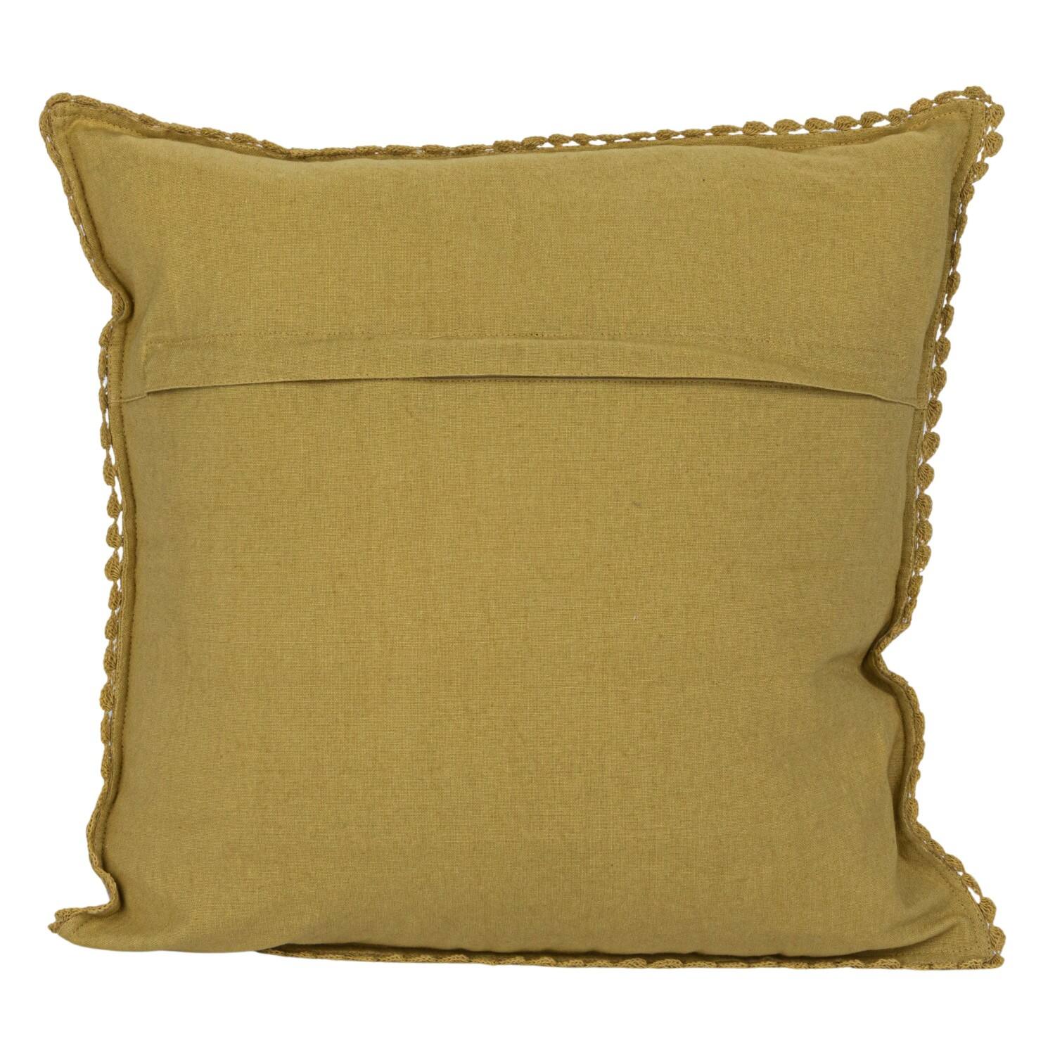 Hello Honey® 18" x 18" Hand-Woven Diamond-Pattern Crotchet Reclaimed Cotton Pillow
