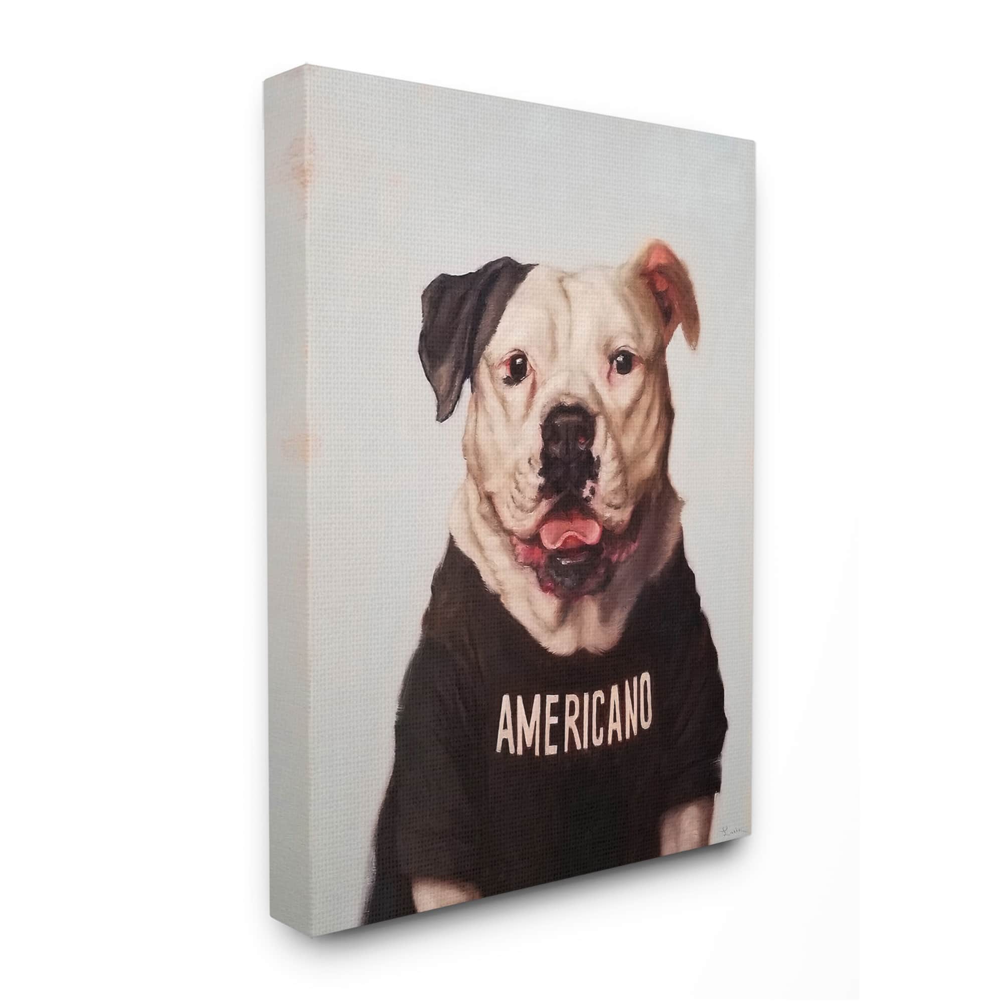 Stupell Industries American Bulldog in Americano T-Shirt Canvas Wall Art