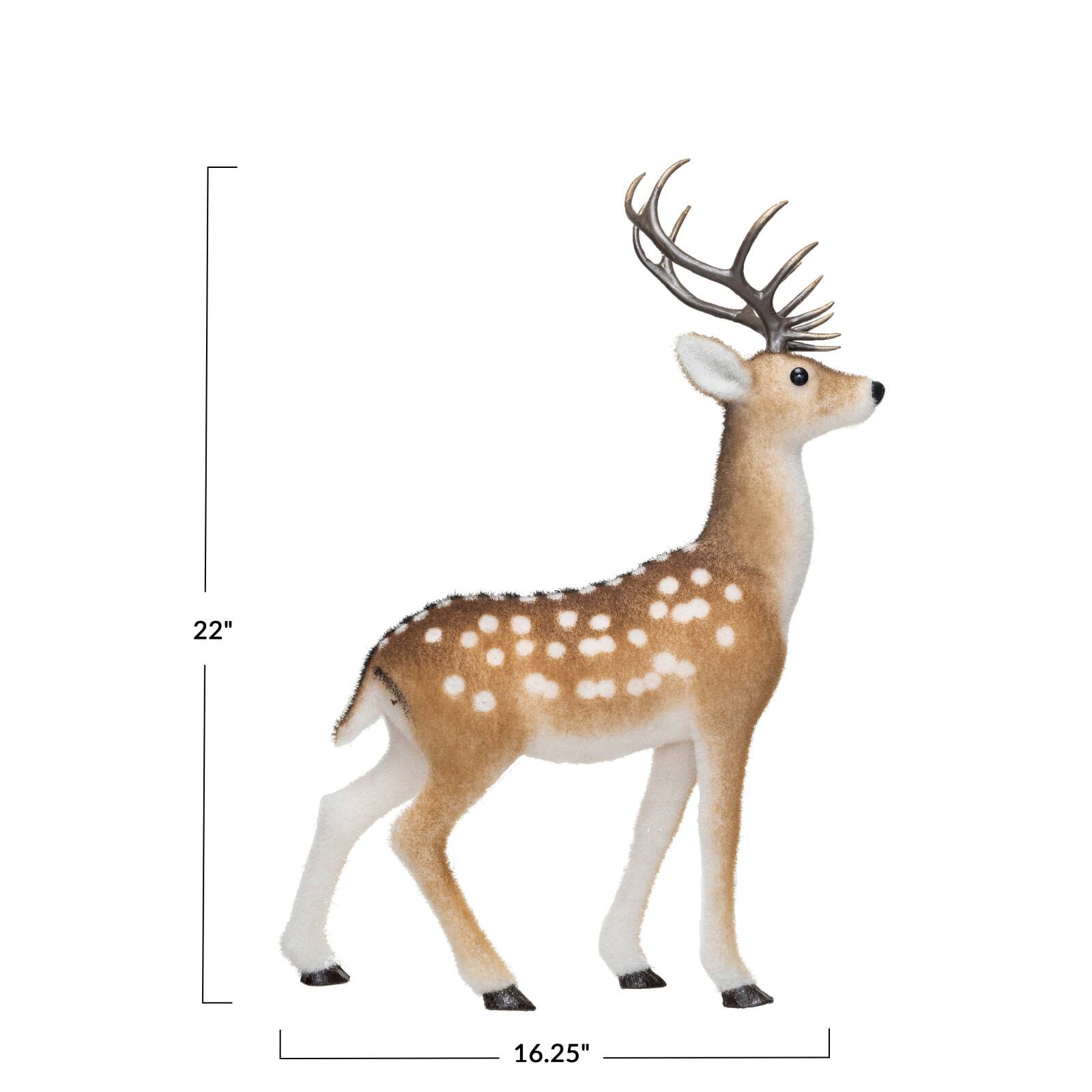 Hello Honey&#xAE; 22&#x22; Brown &#x26; White Flocked Foam Standing Deer with Antlers