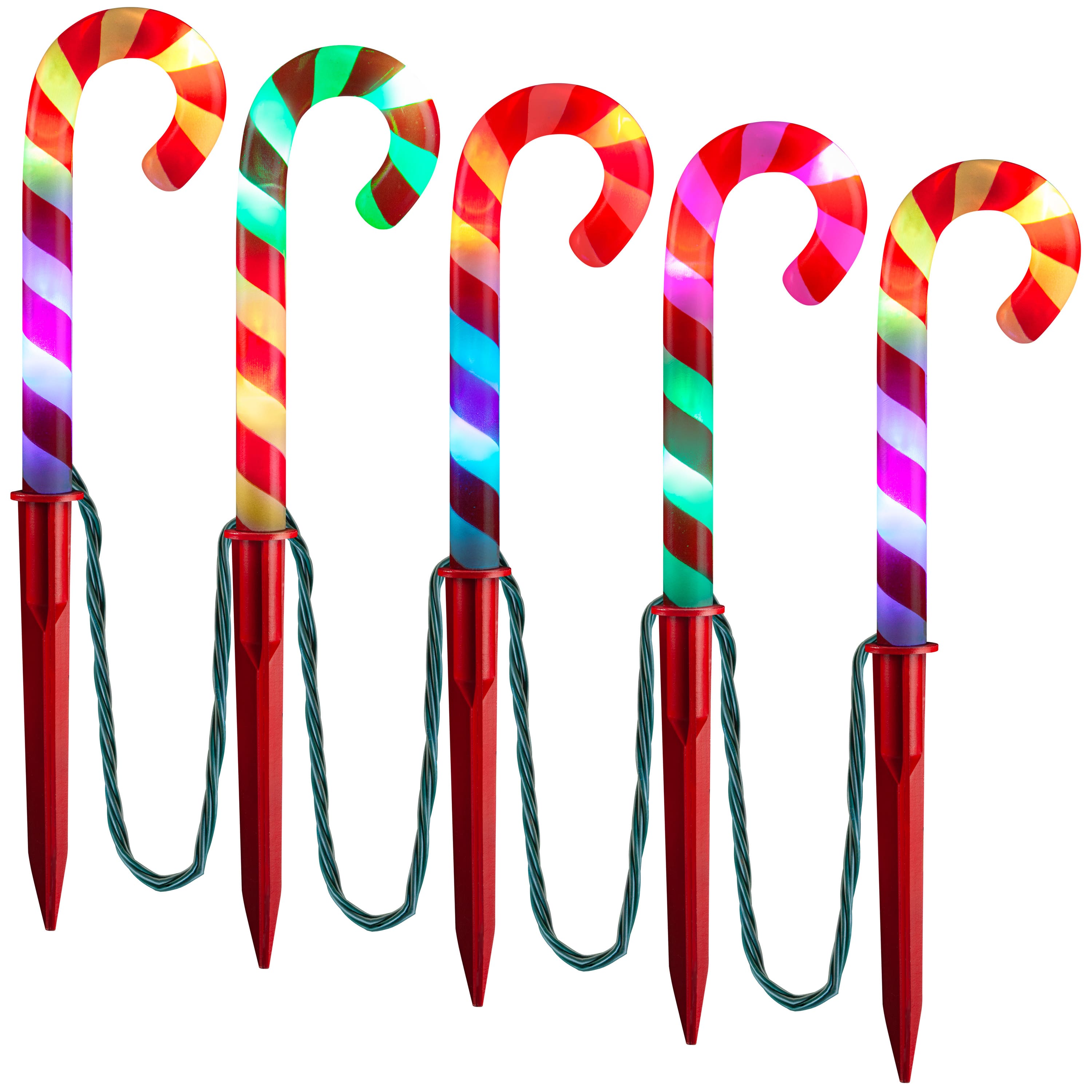 Christmas Enlightened ColorMotion™ Deluxe Candy Cane Pathway Stakes