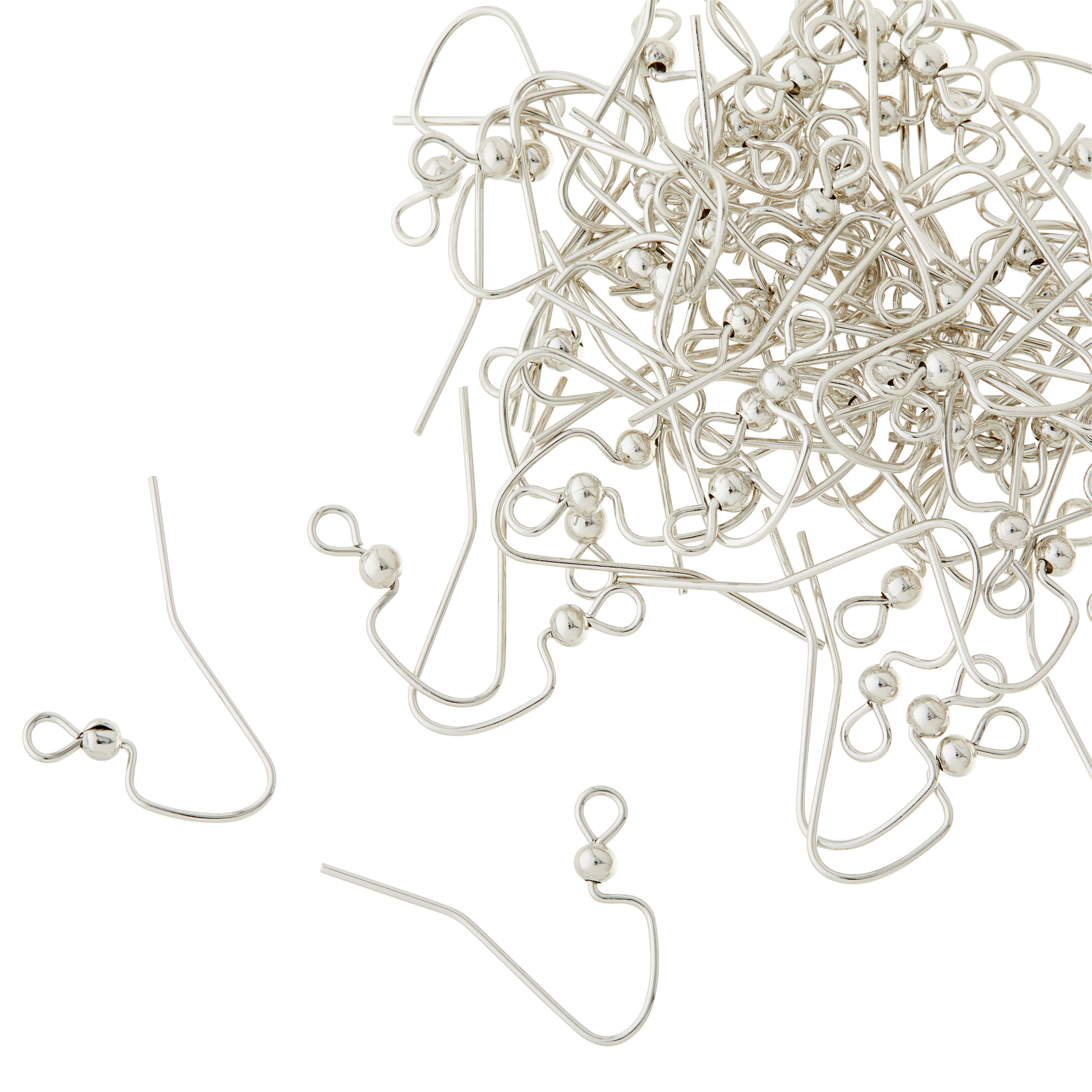 12 Pack: Rhodium Fishhook Earring with Ball by Bead Landing™