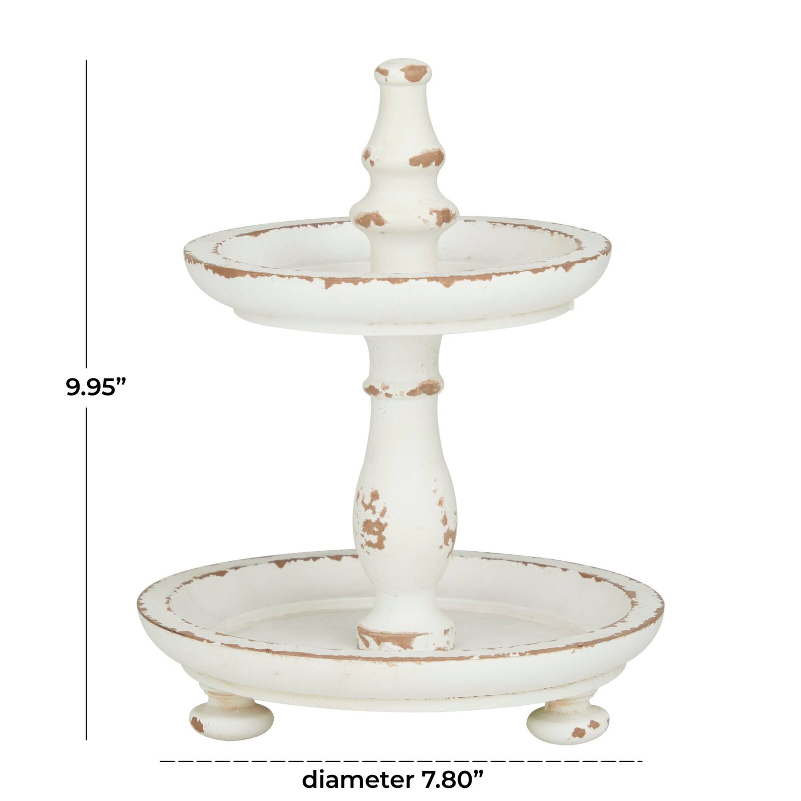 White Wood Country Cottage Tiered Server 10&#x22; x 8&#x22; x 8&#x22;