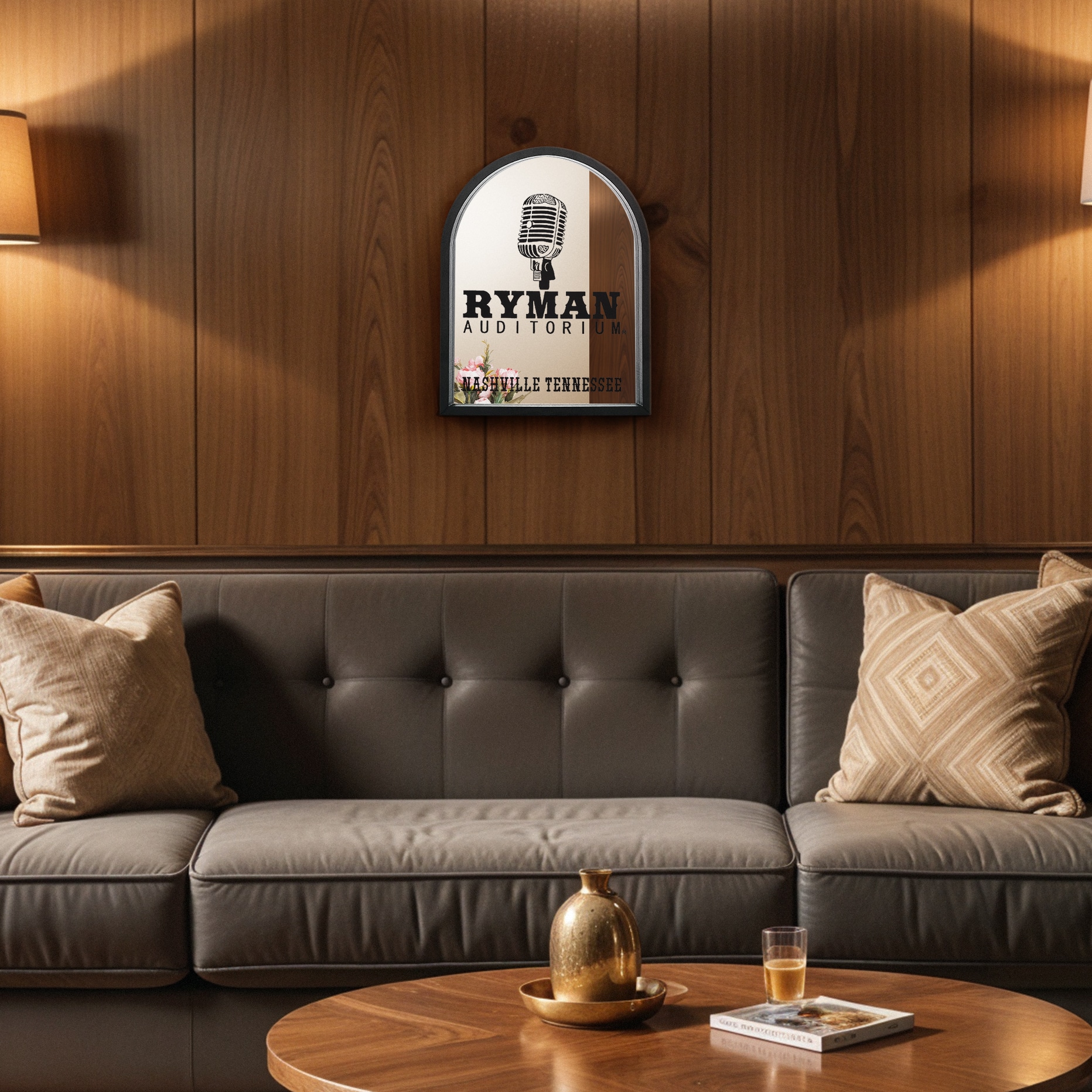 American Art Decor Grand Ole Opry Ryman Auditorium Printed Mirror with Arched Frame - 11&#x22; x 14&#x22;