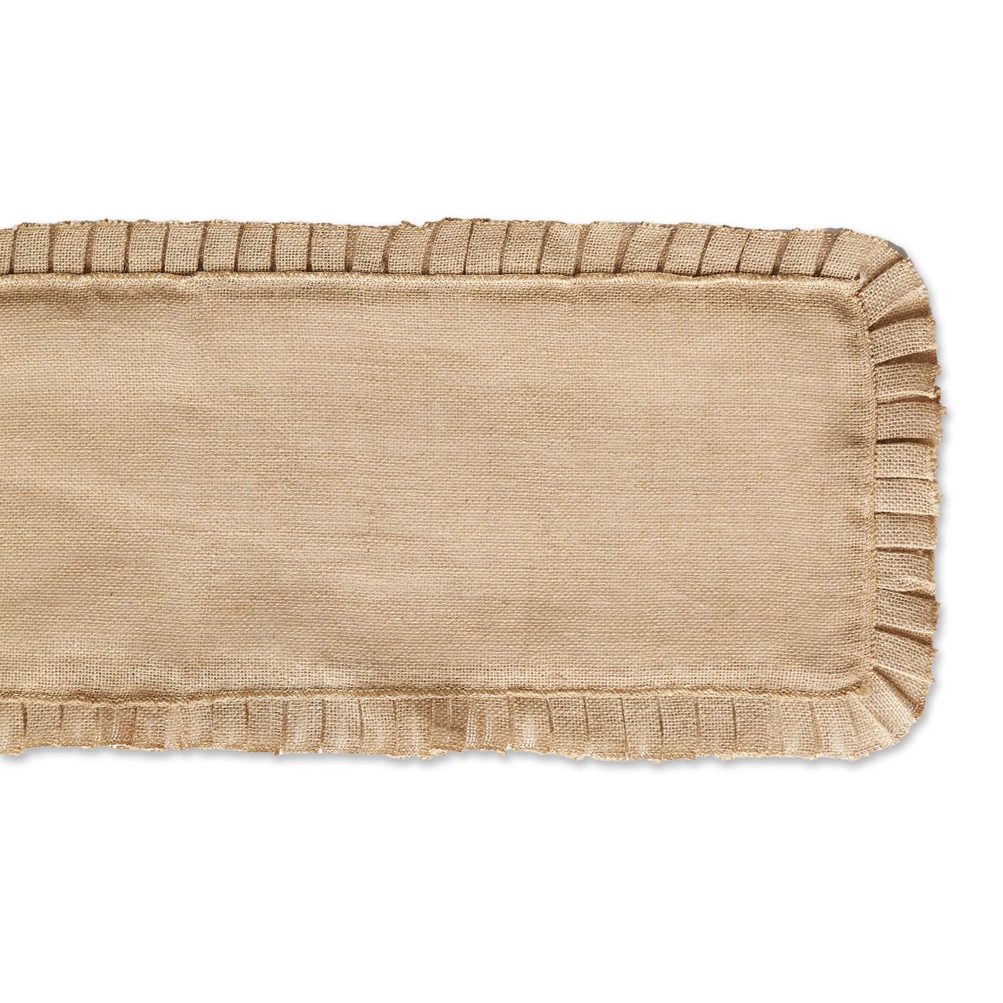 DII® Natural Ruffle Trim Jute Table Runner, 14x108 inch