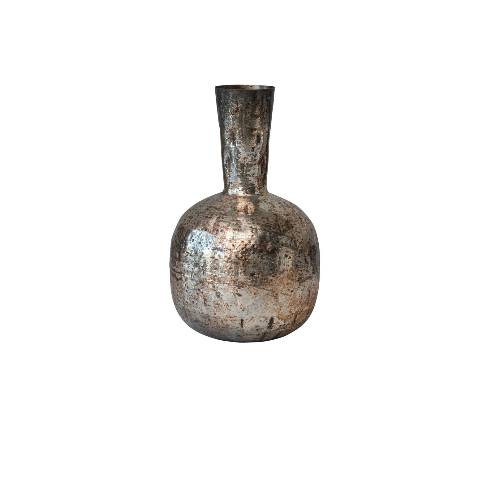 8.25&#x22; Oxidized Pewter Finish Decorative Metal Vase