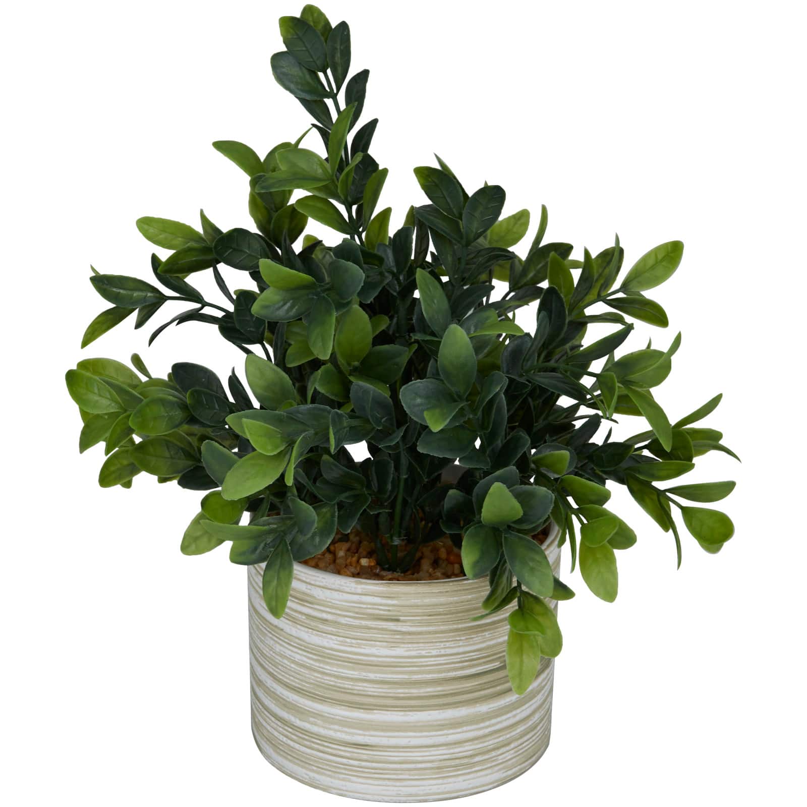 11" Green Faux Foliage Eucalyptus Artificial Plant with Patterned Porcelain Pot