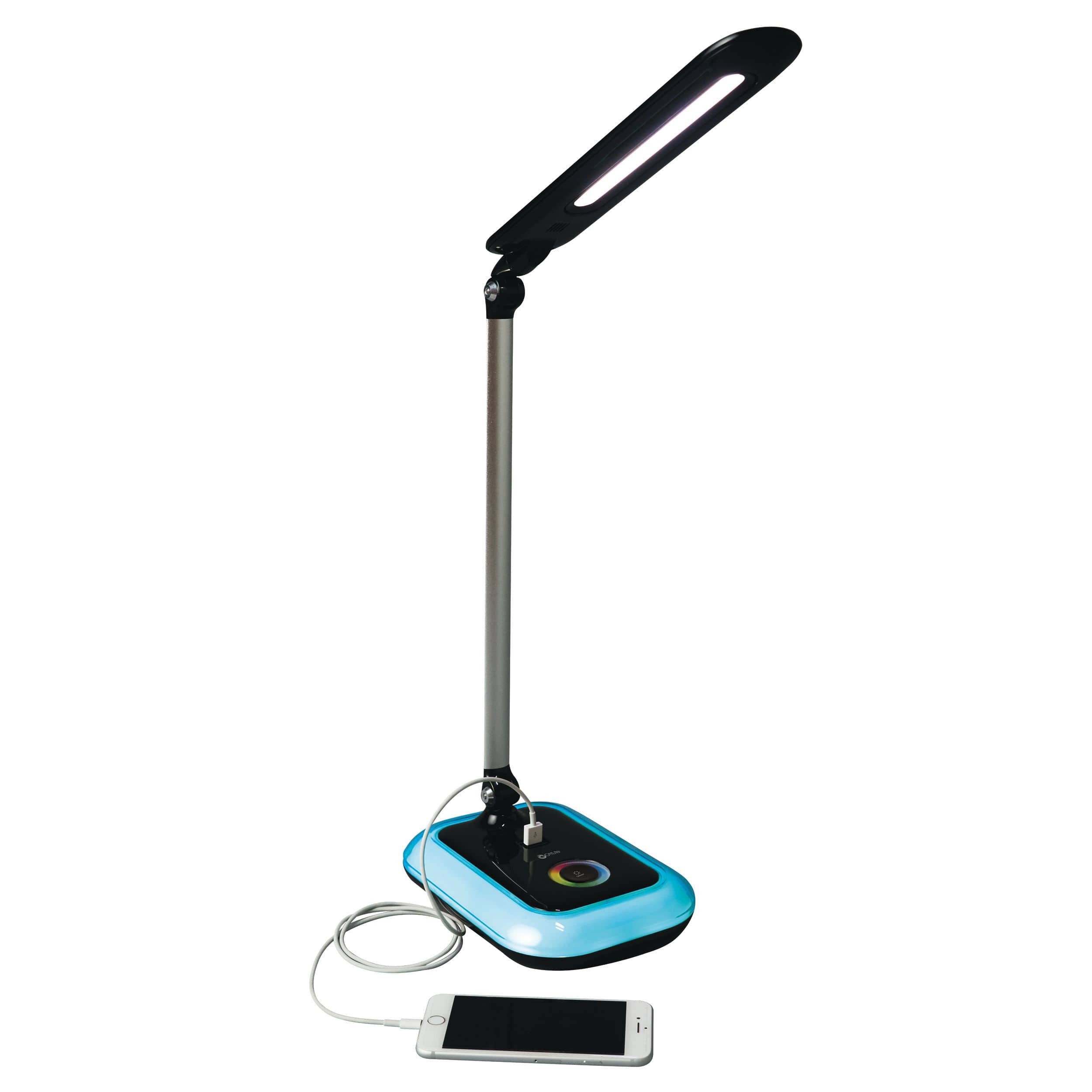 OttLite Wellness Series 17&#x22; Glow LED Black Desk Lamp with Color Changing Base